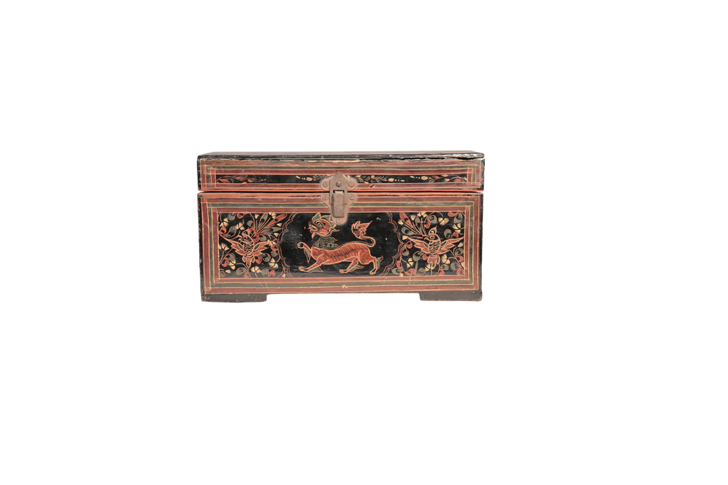 Antique Painted Wooden Storage Box