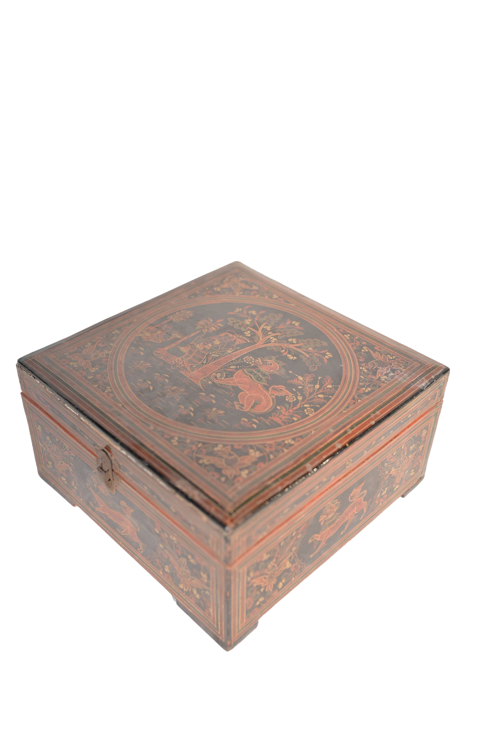 Antique Painted Wooden Storage Box