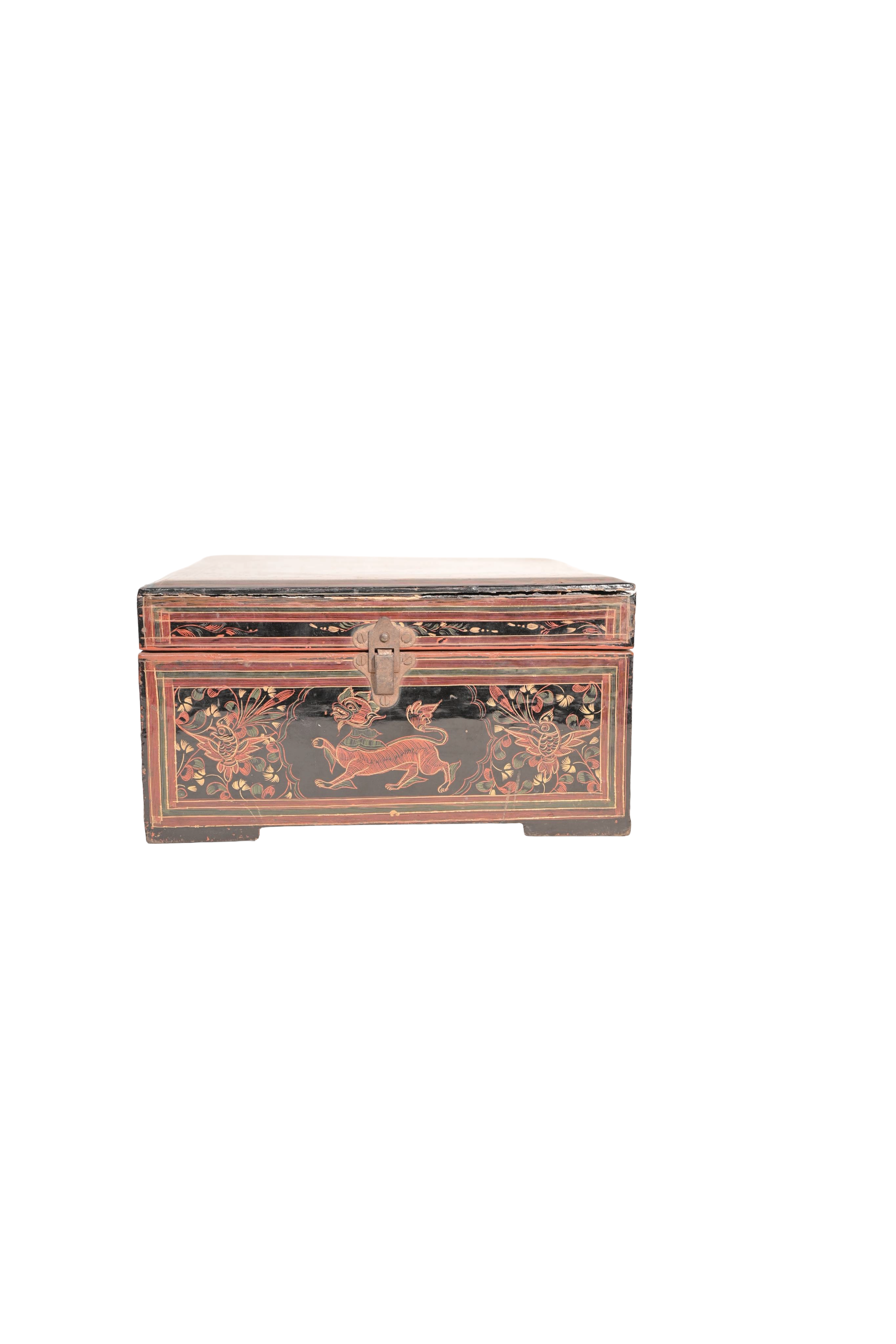 Antique Painted Wooden Storage Box
