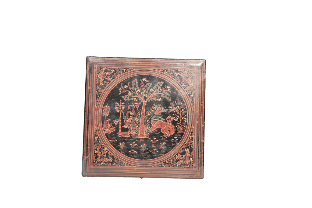 Antique Painted Wooden Storage Box