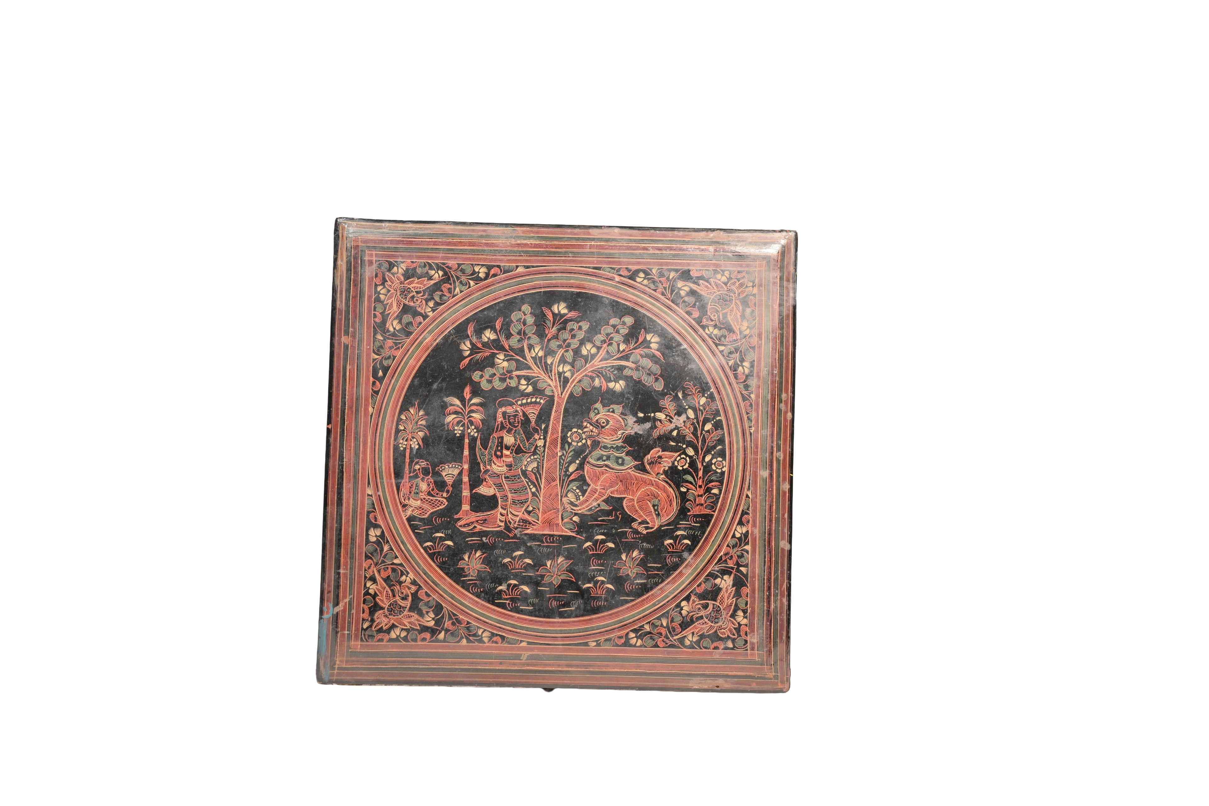 Antique Painted Wooden Storage Box