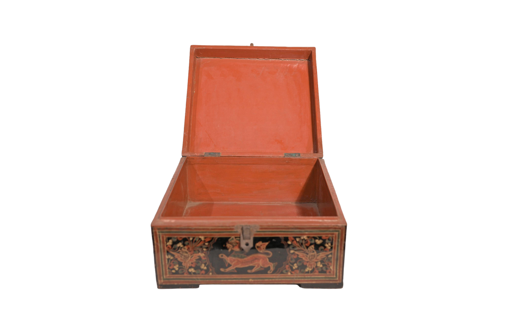 Antique Painted Wooden Storage Box