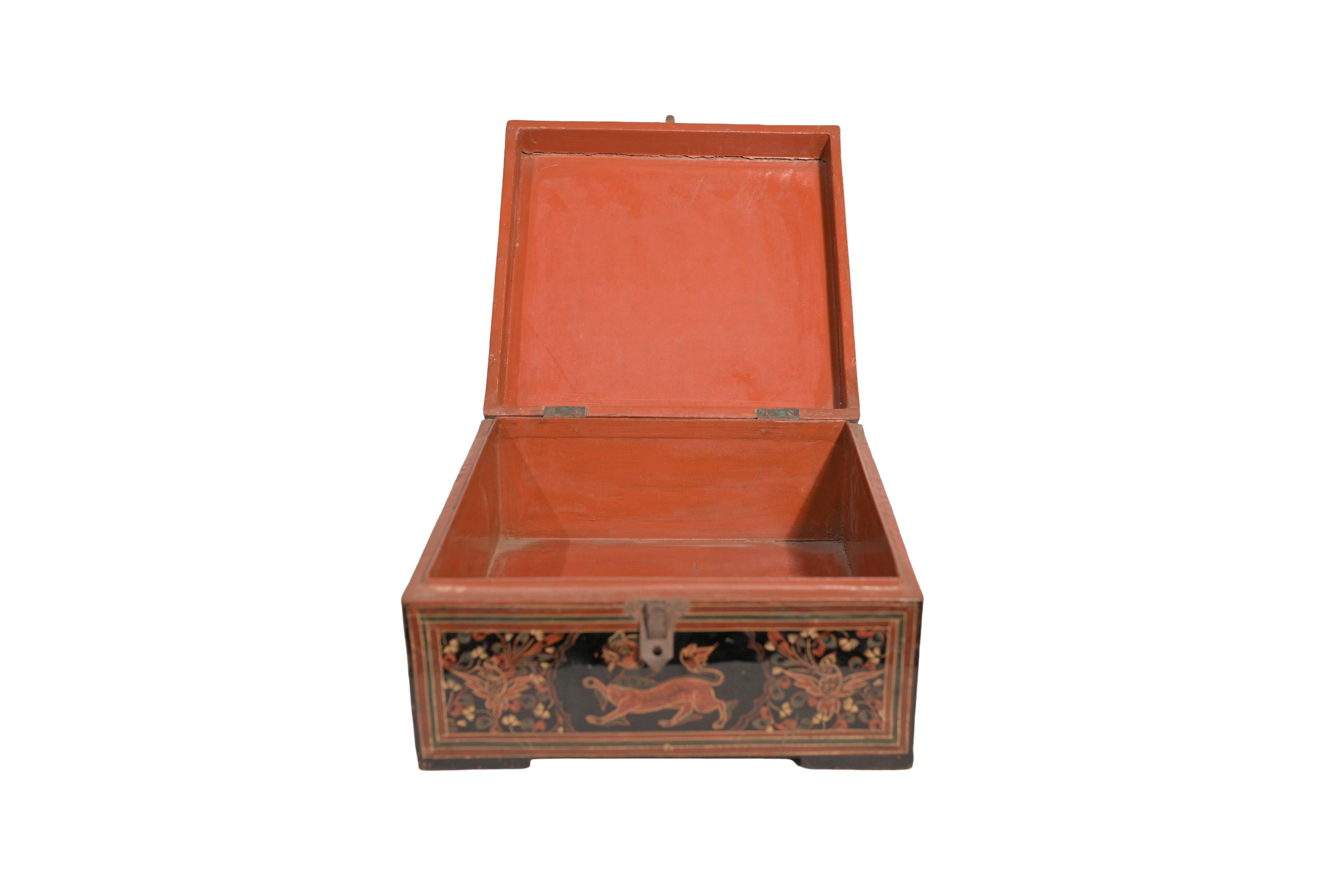 Antique Painted Wooden Storage Box