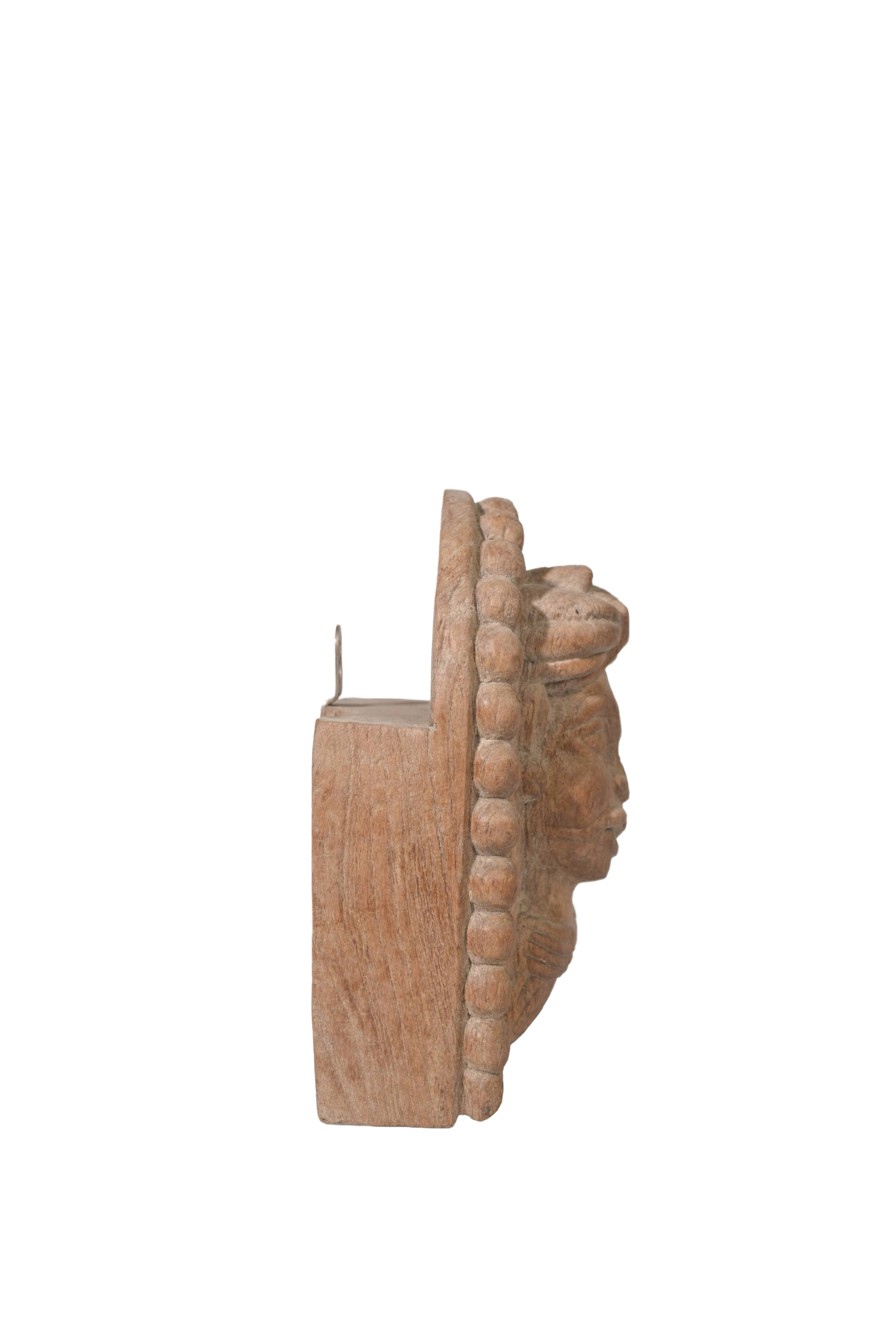 Carved Wooden Face Relief Panel