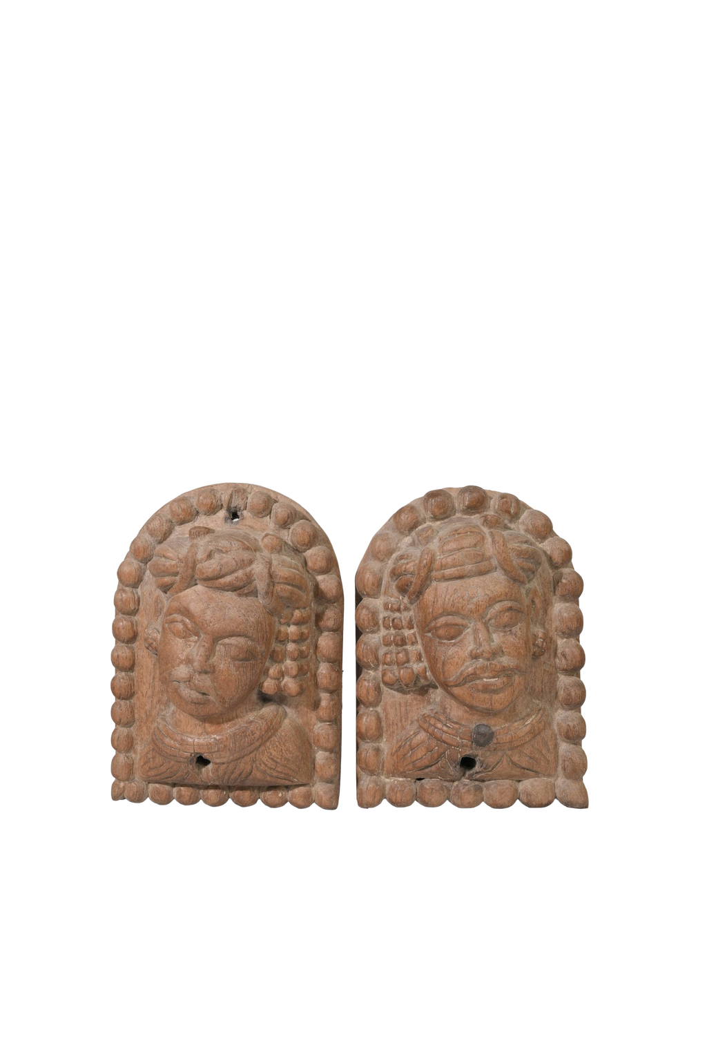 Carved Wooden Face Relief Panel