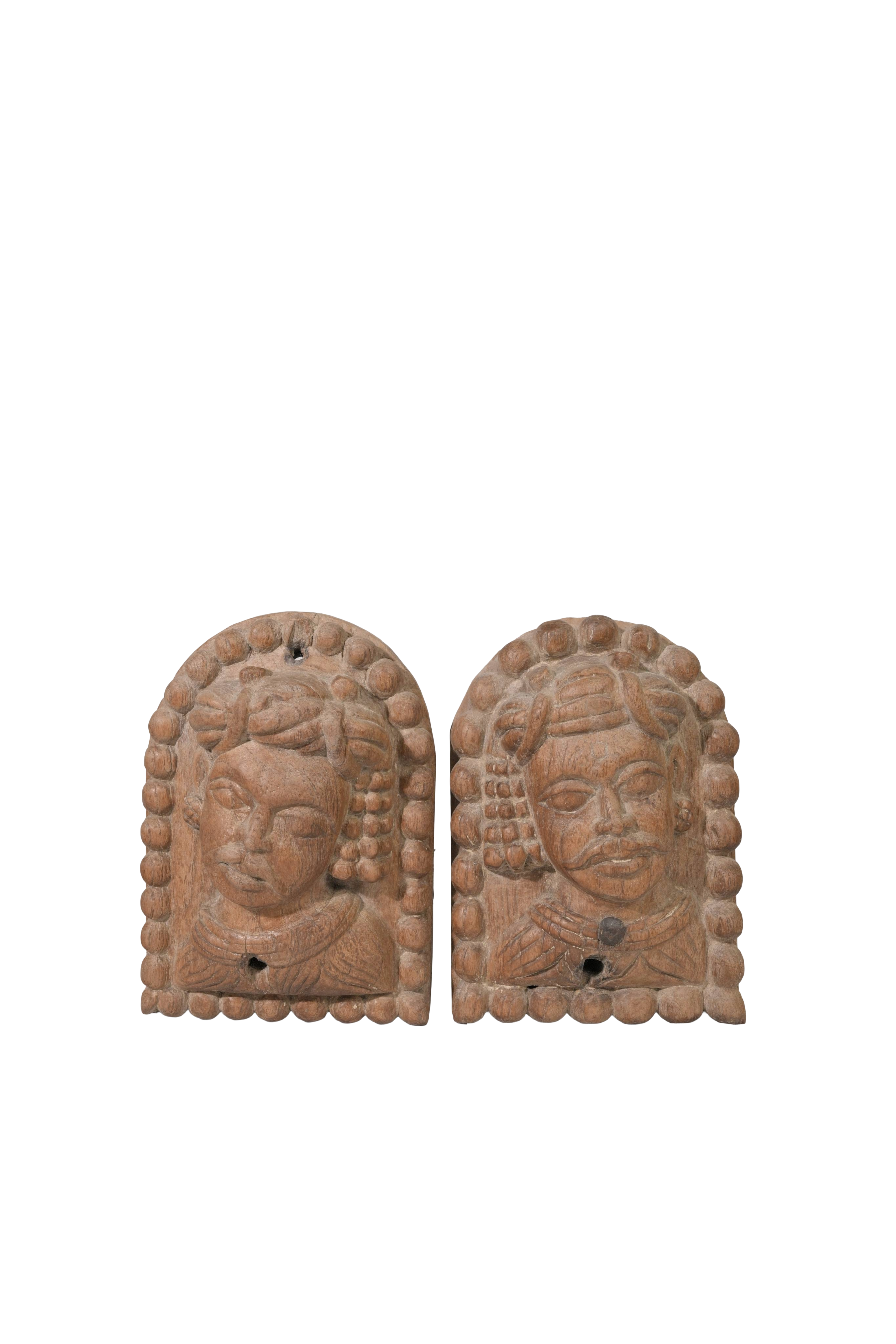 Carved Wooden Face Relief Panel