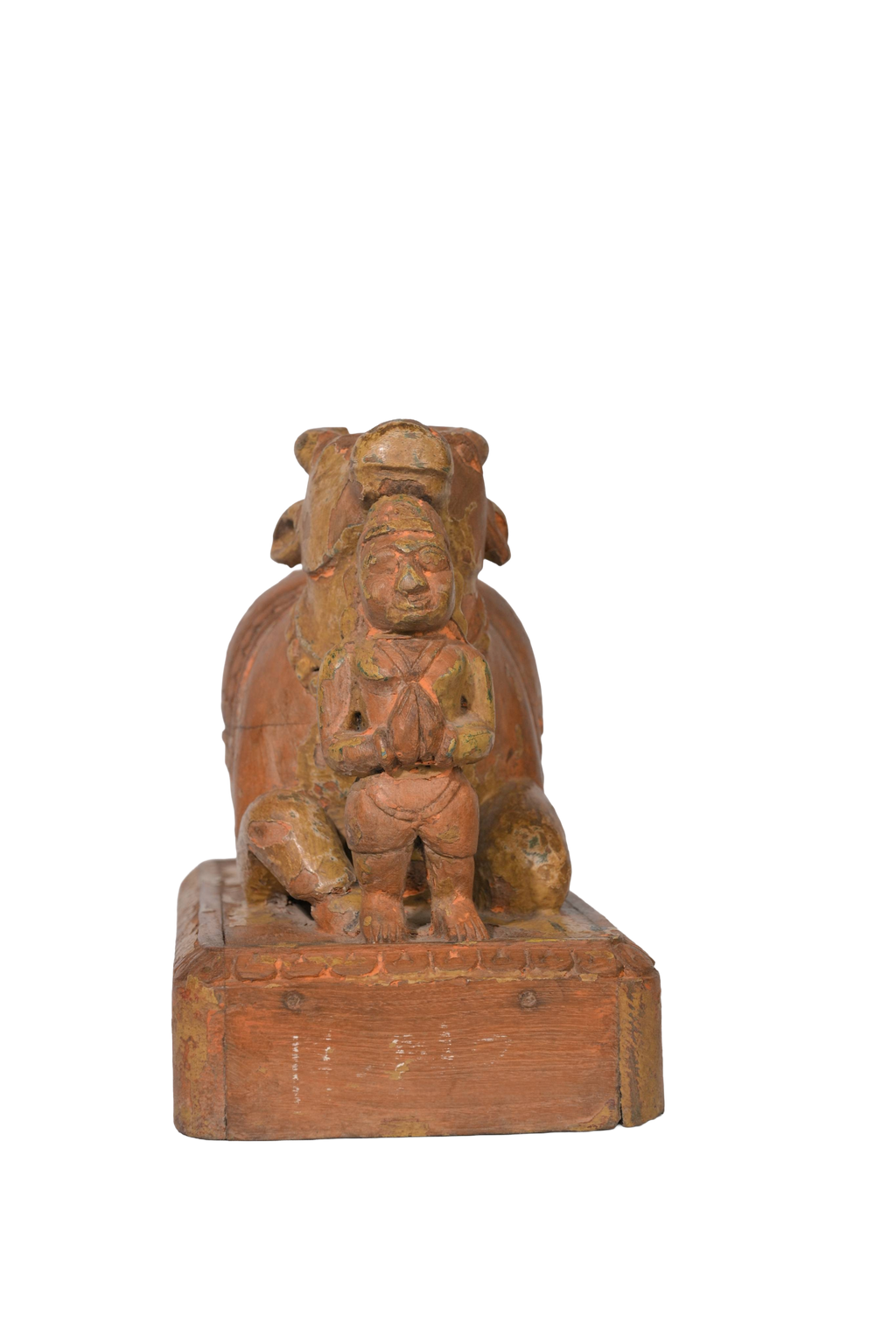 Sacred Guardian Bull with Devotee Figure