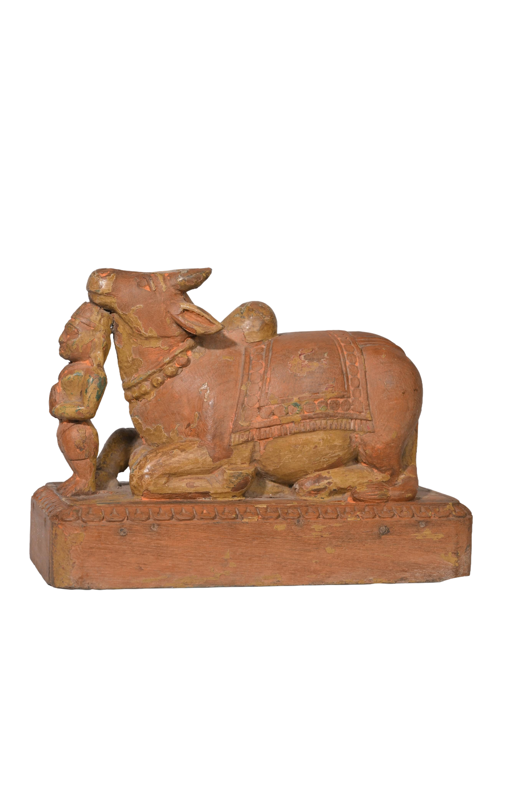 Sacred Guardian Bull with Devotee Figure