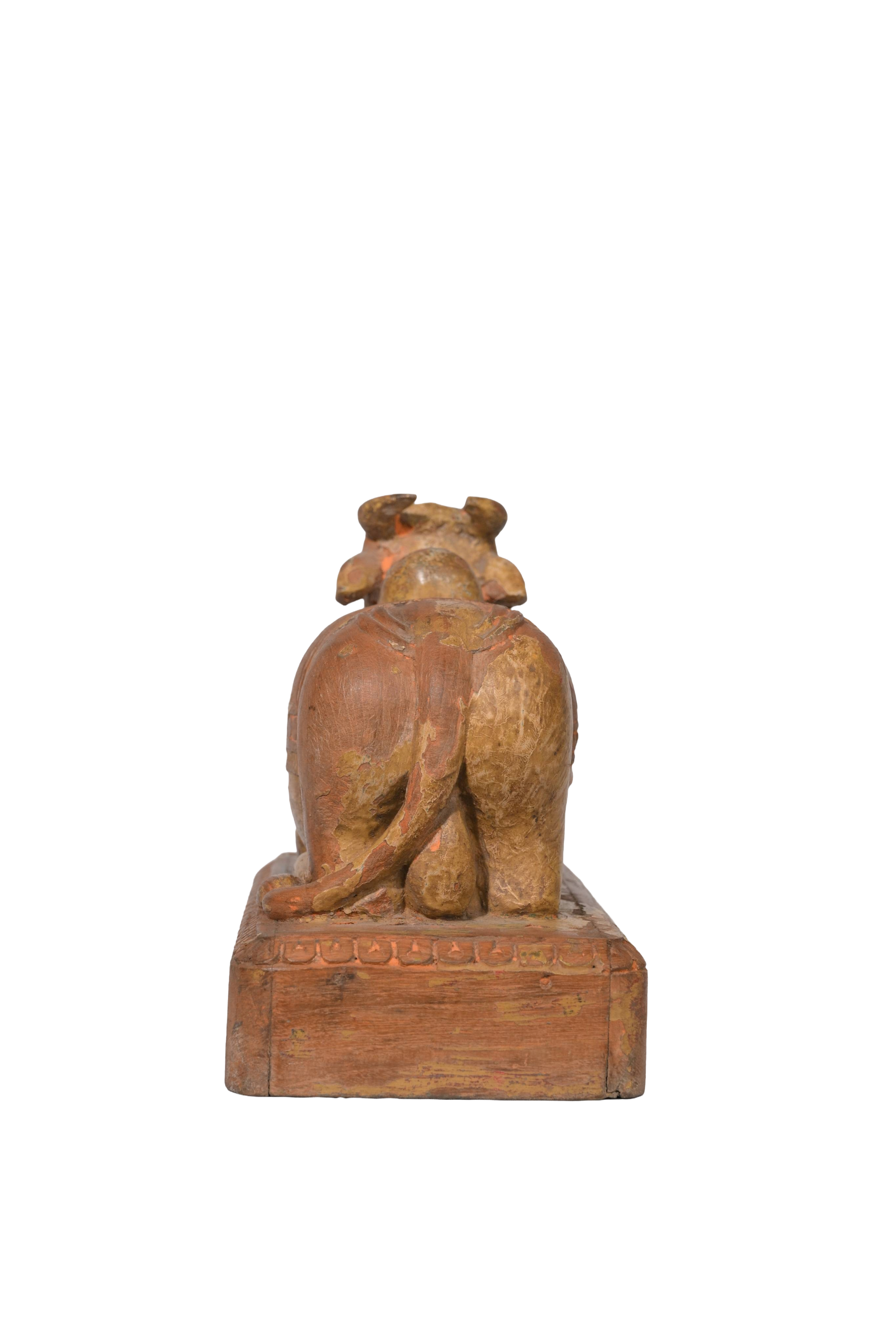 Sacred Guardian Bull with Devotee Figure
