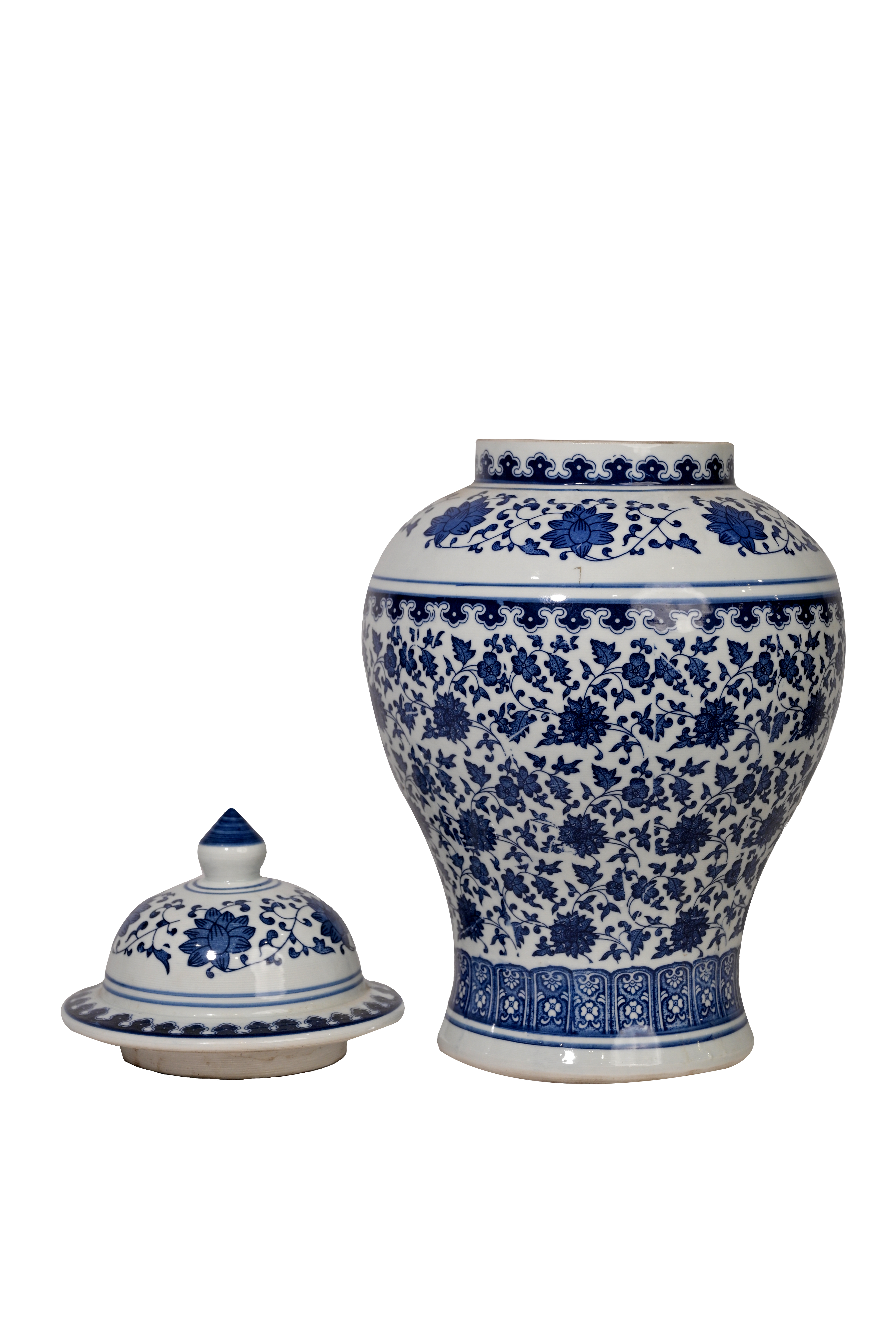 Blue White Porcelain Temple Jar