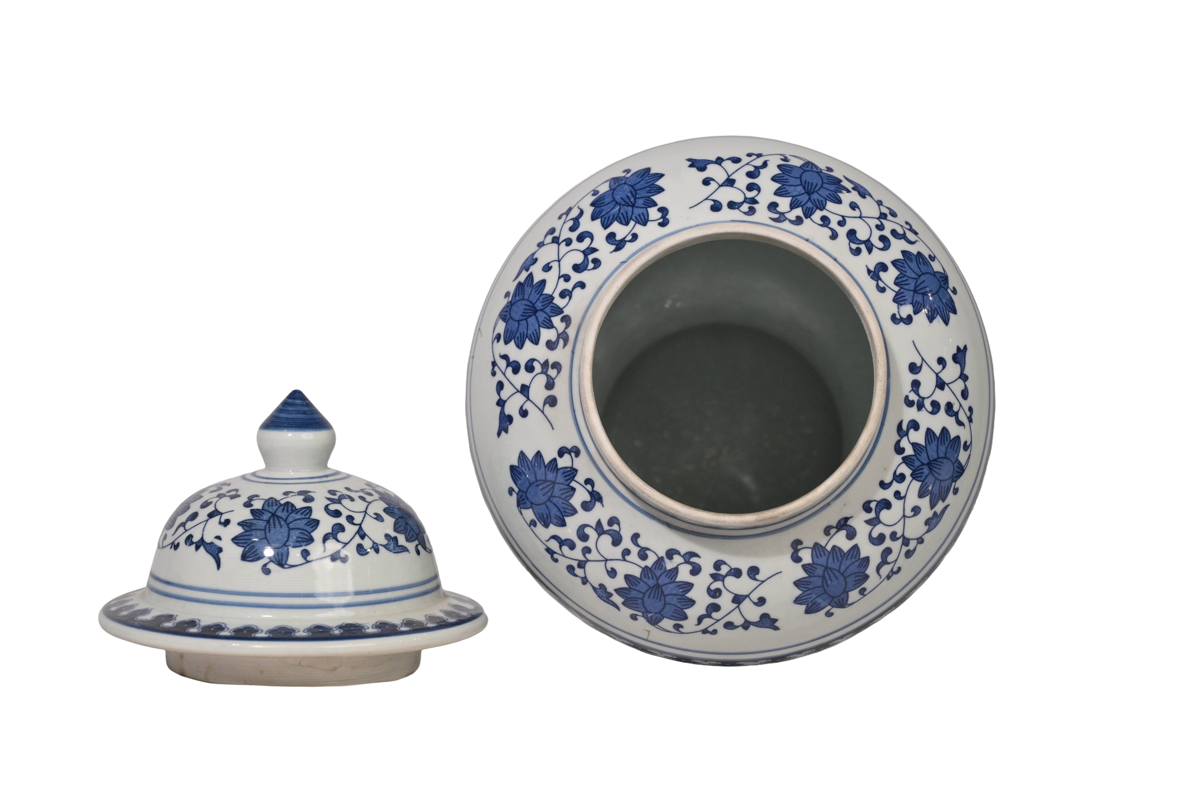 Blue White Porcelain Temple Jar