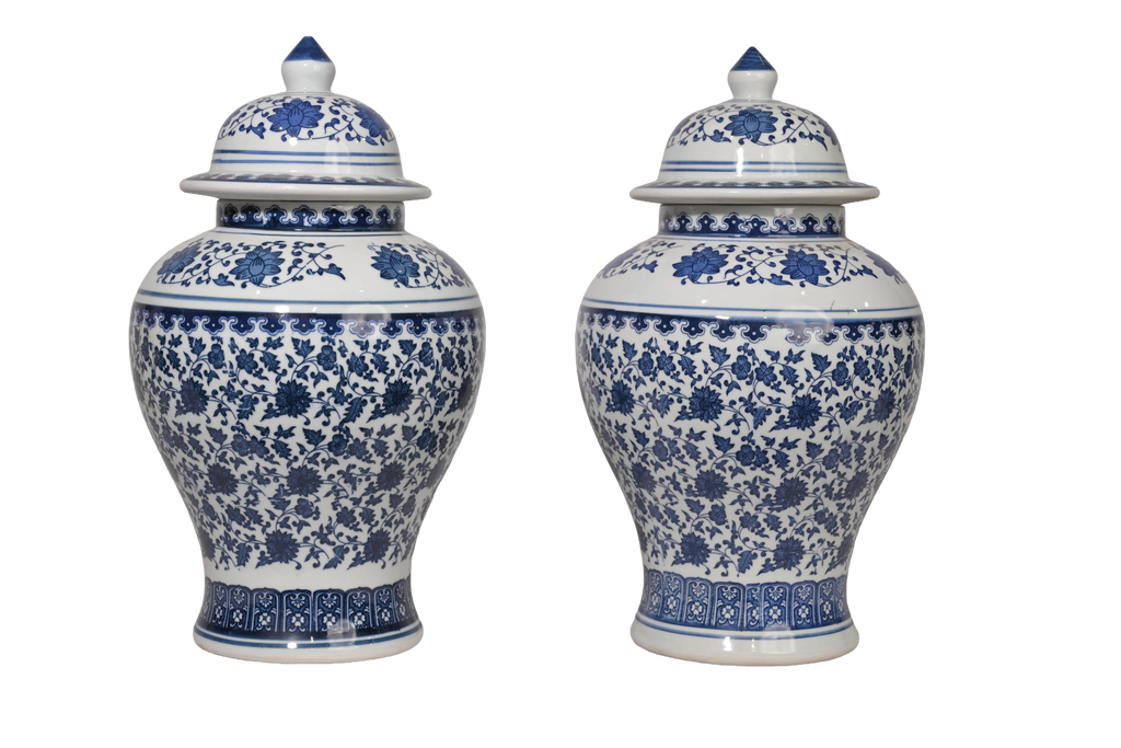 Blue White Porcelain Temple Jar