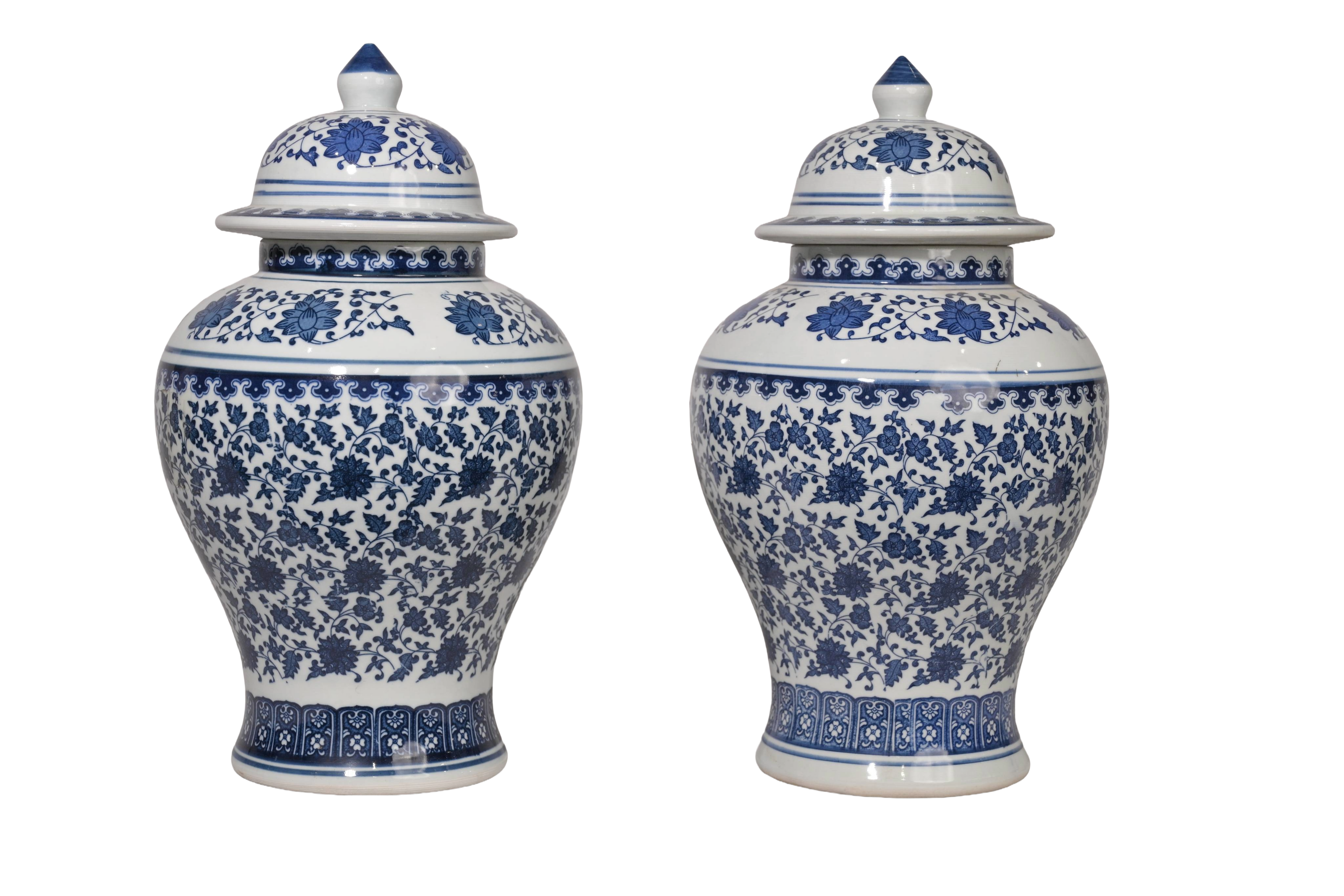 Blue White Porcelain Temple Jar