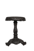 Carved Black Wooden Pedestal Table