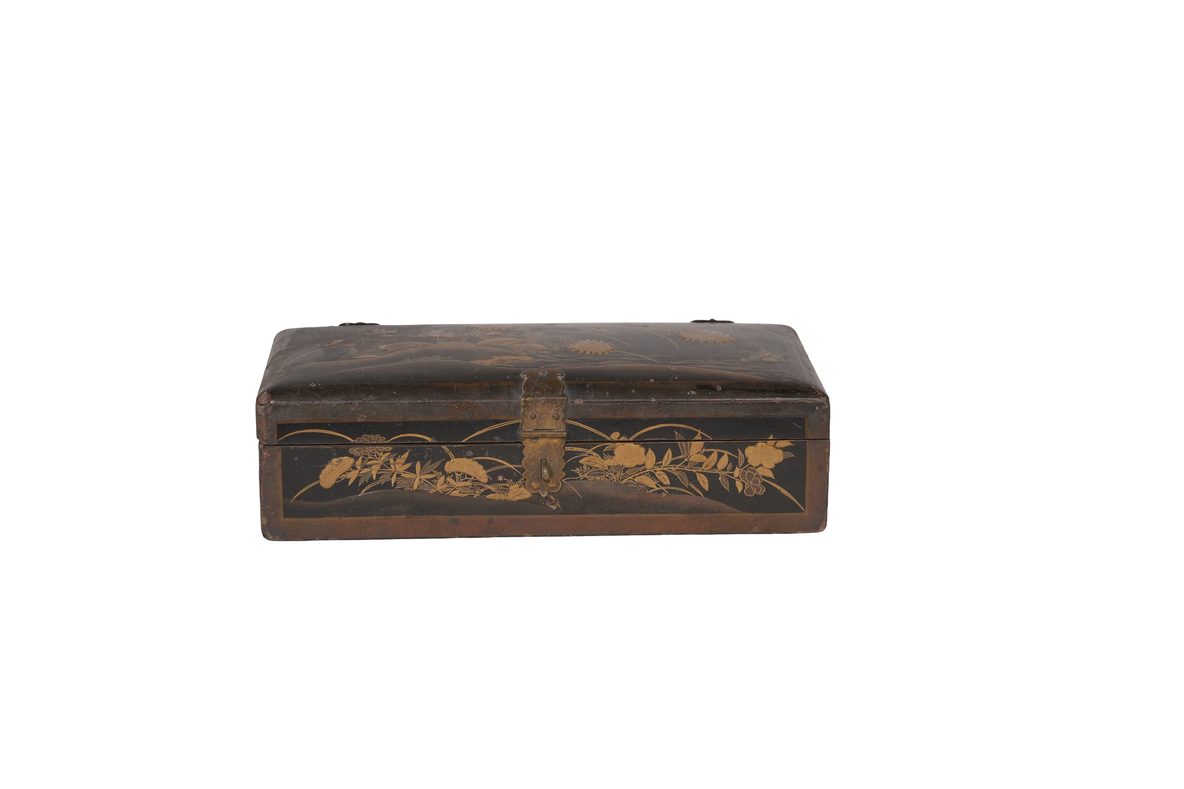 Antique Floral Painted Storage Box