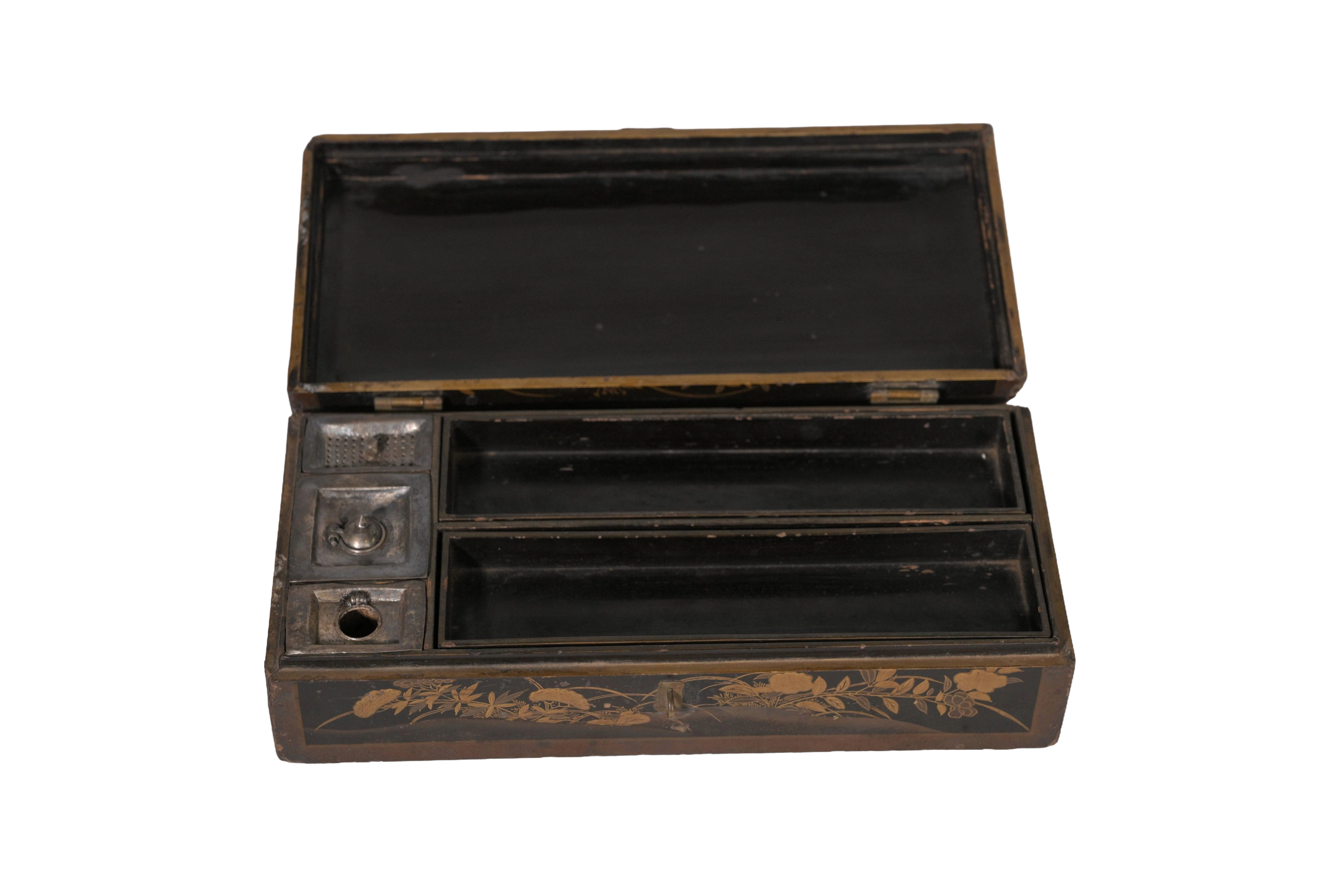 Antique Floral Painted Storage Box