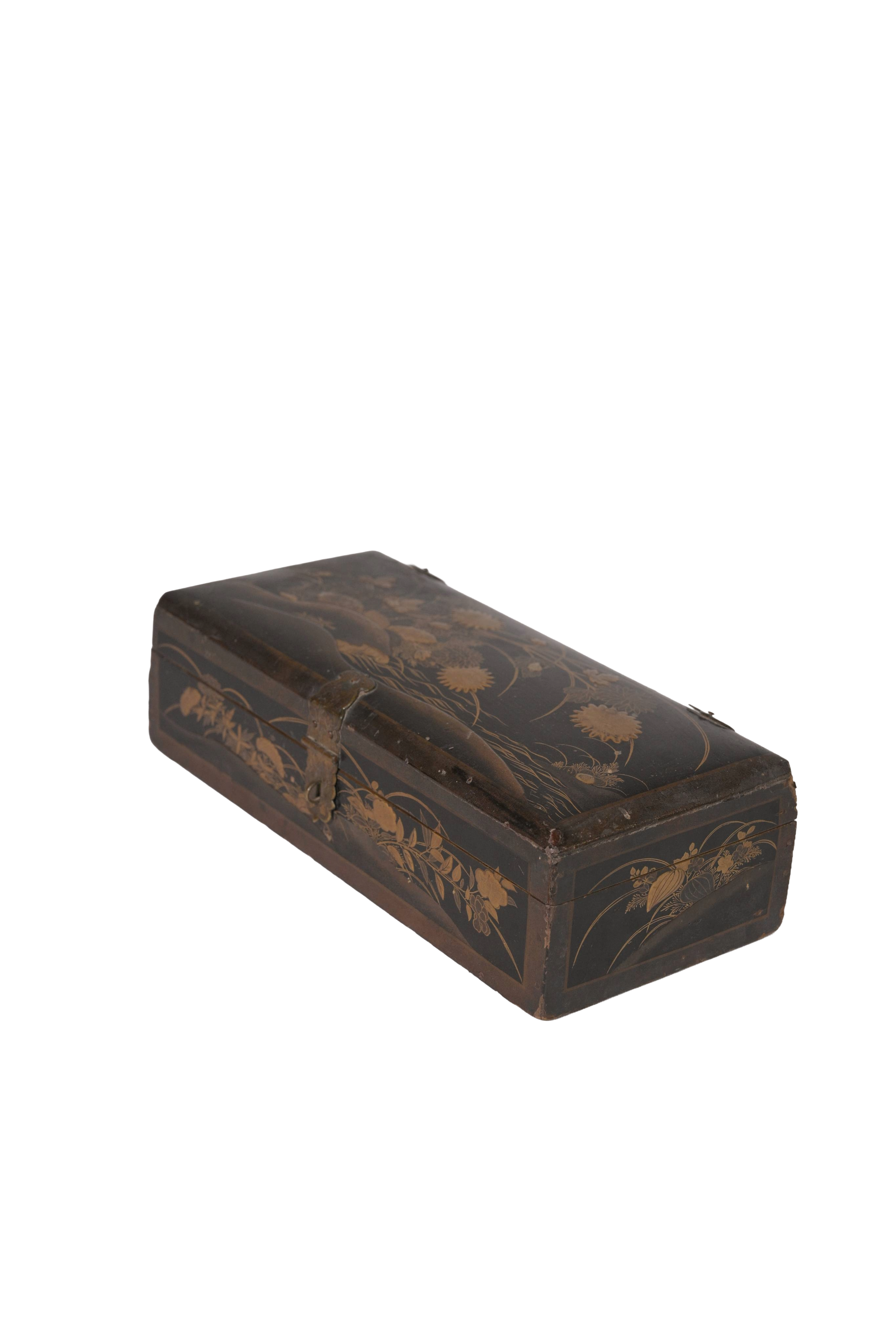 Antique Floral Painted Storage Box