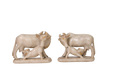 Marble Cow Calf Sculpture Pair