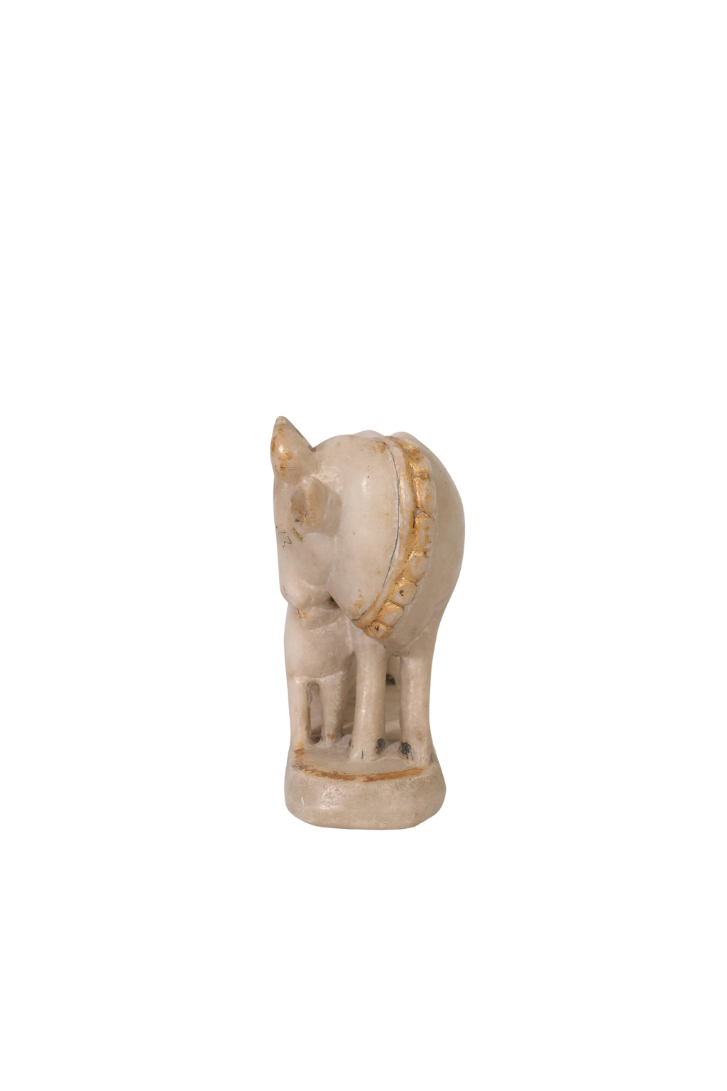 Marble Cow Calf Sculpture Pair