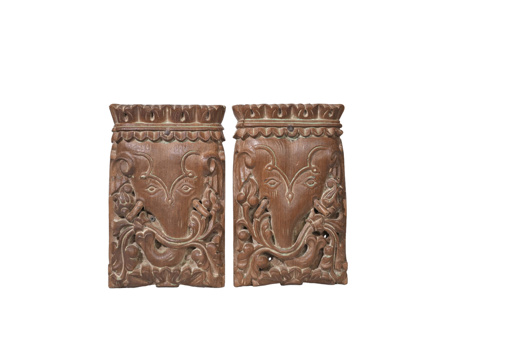 Carved Ganesha Wooden Wall Panel