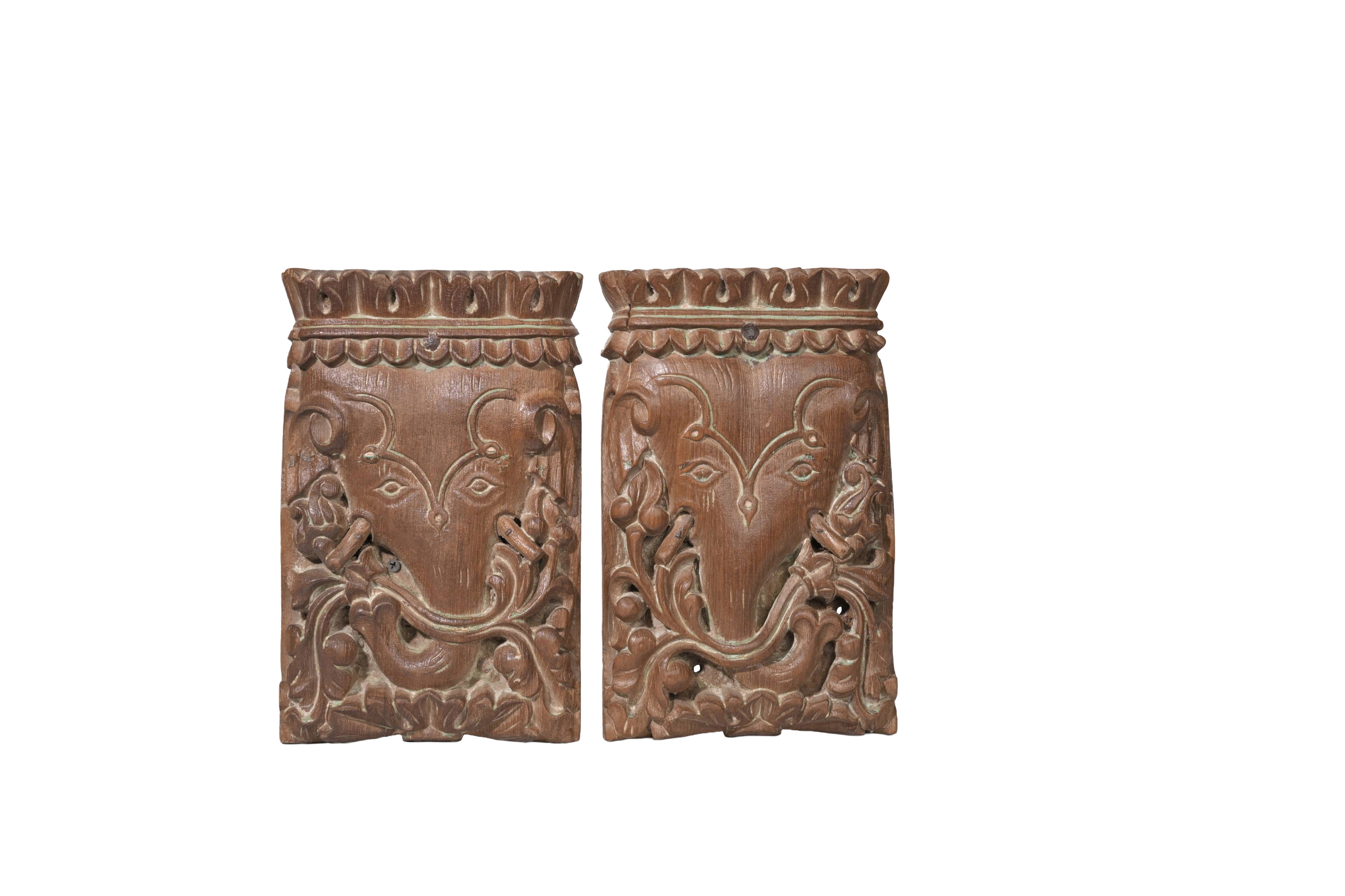Carved Ganesha Wooden Wall Panel