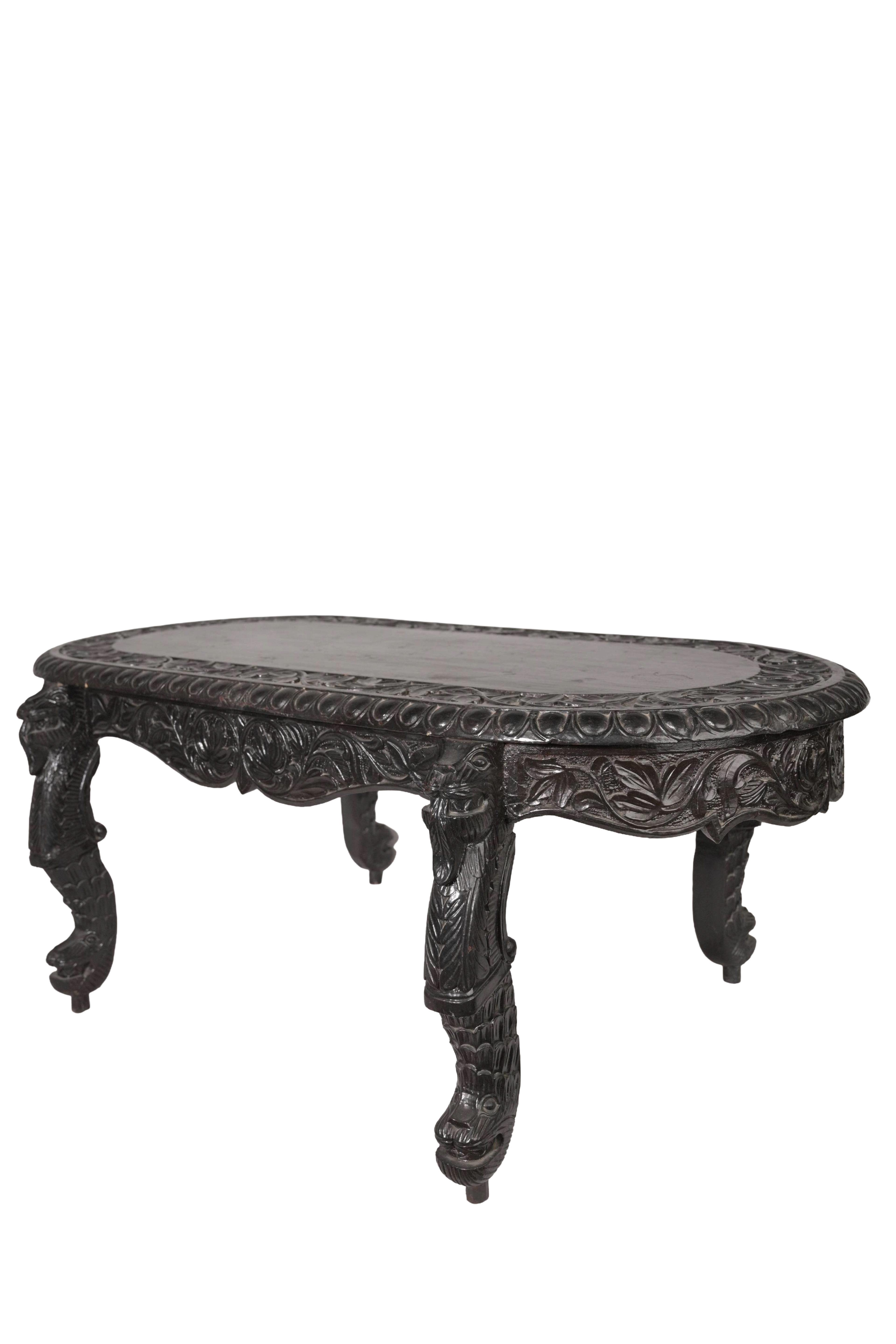 Aurelia Noir Hand-Carved Coffee Table