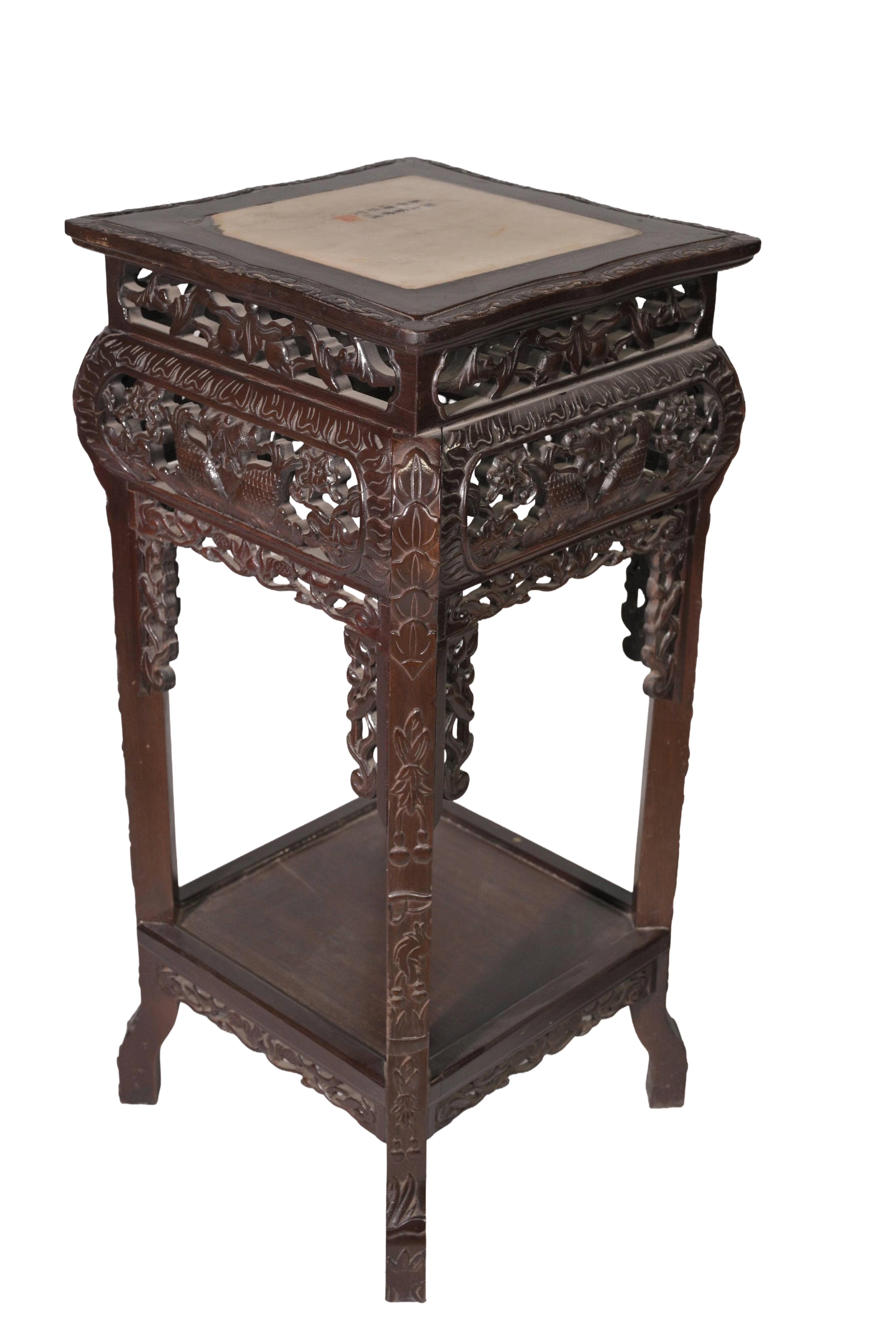 Imperial Scholar Marble Top Display Pedestal