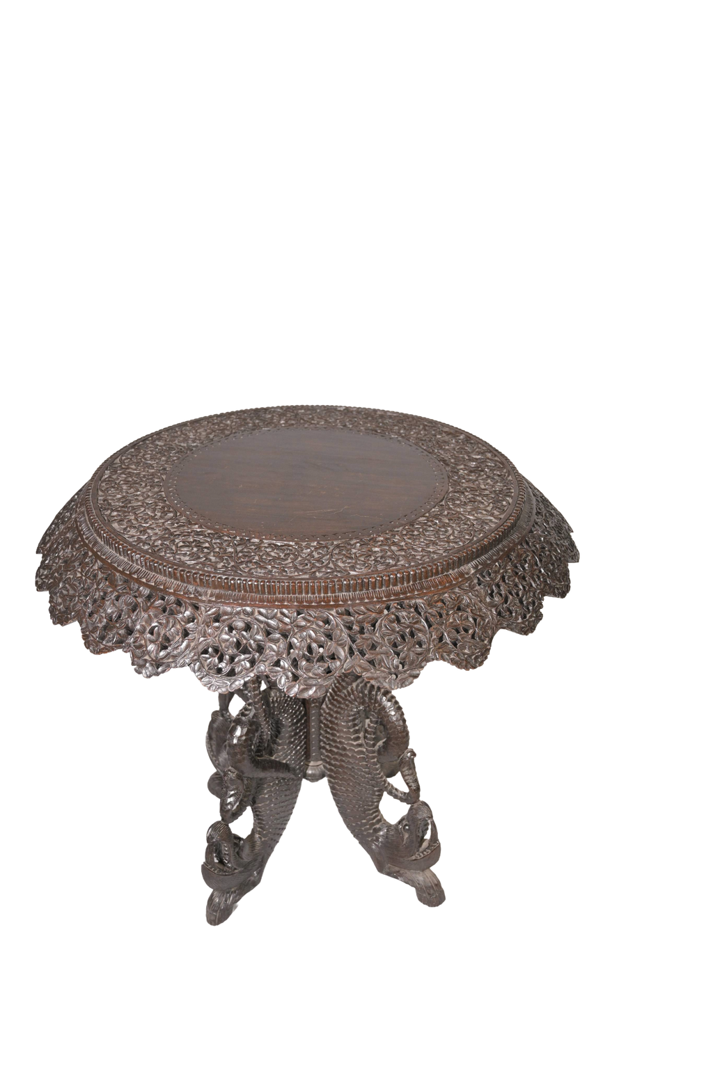 Maharaja Hand-Carved Lotus Pedestal Table