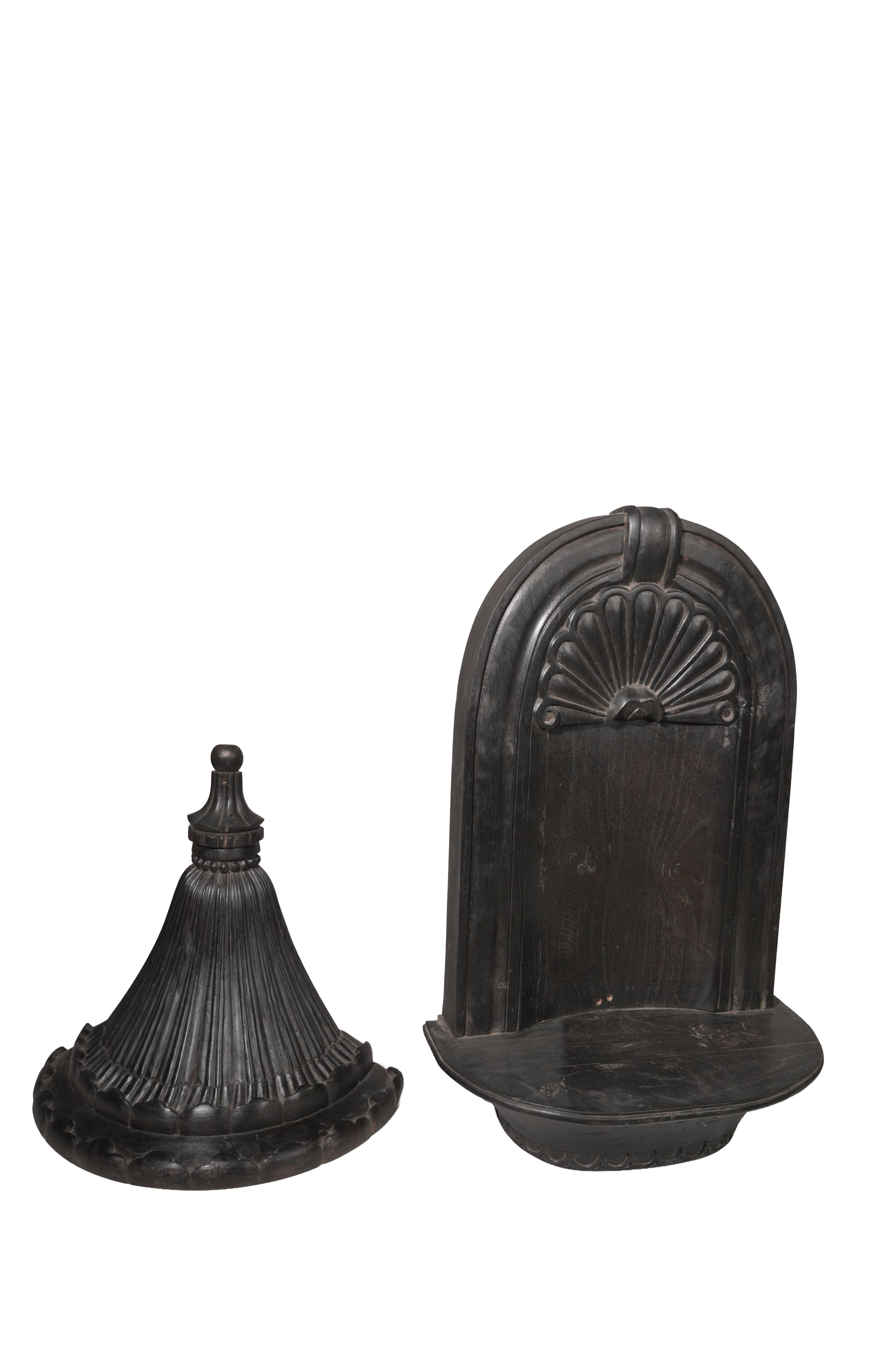 Hand-Carved Ebony Temple Kalash Shrine (SET)