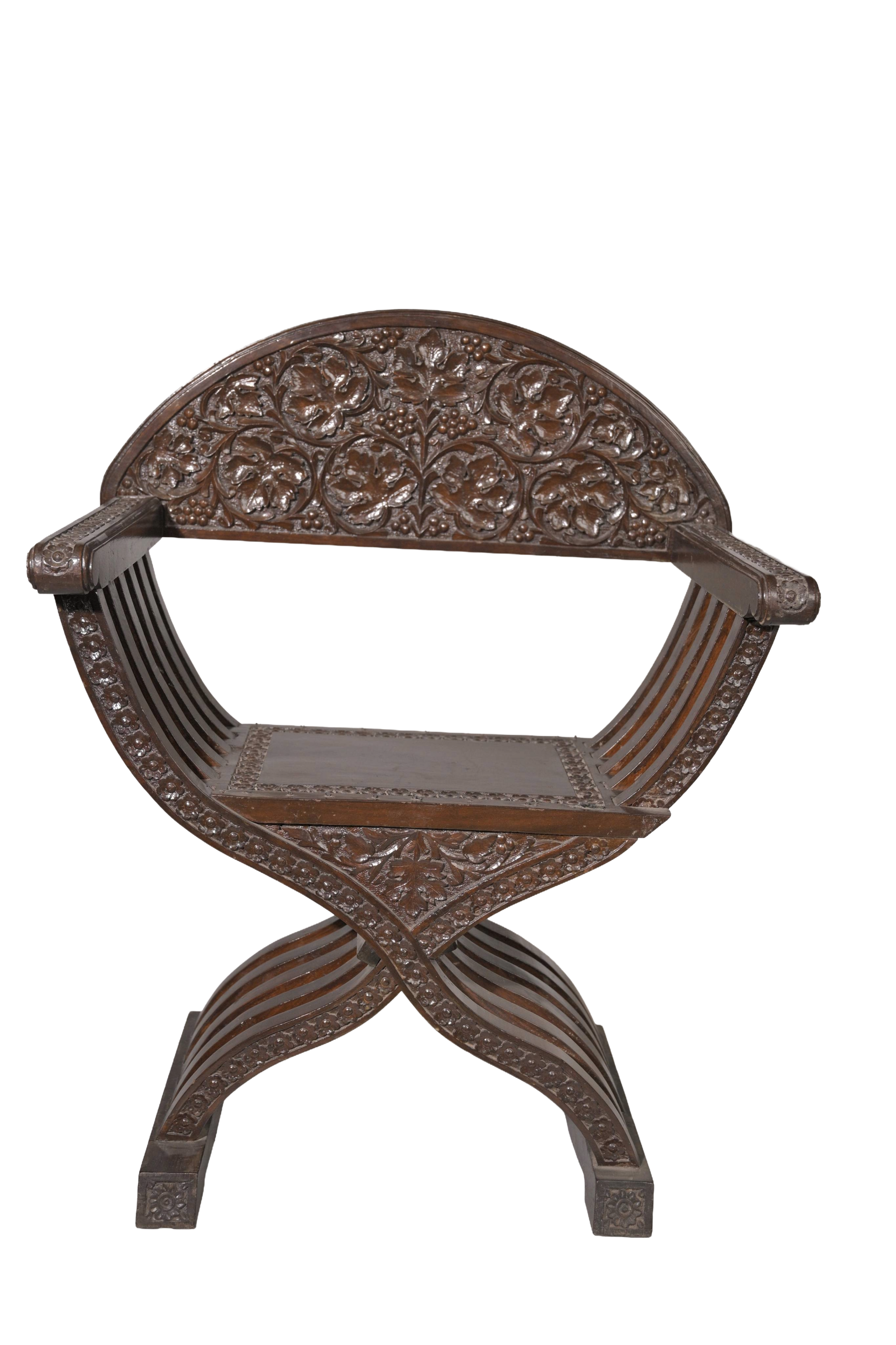 Royal Maharaja Hand Carved Wooden Accent Chair