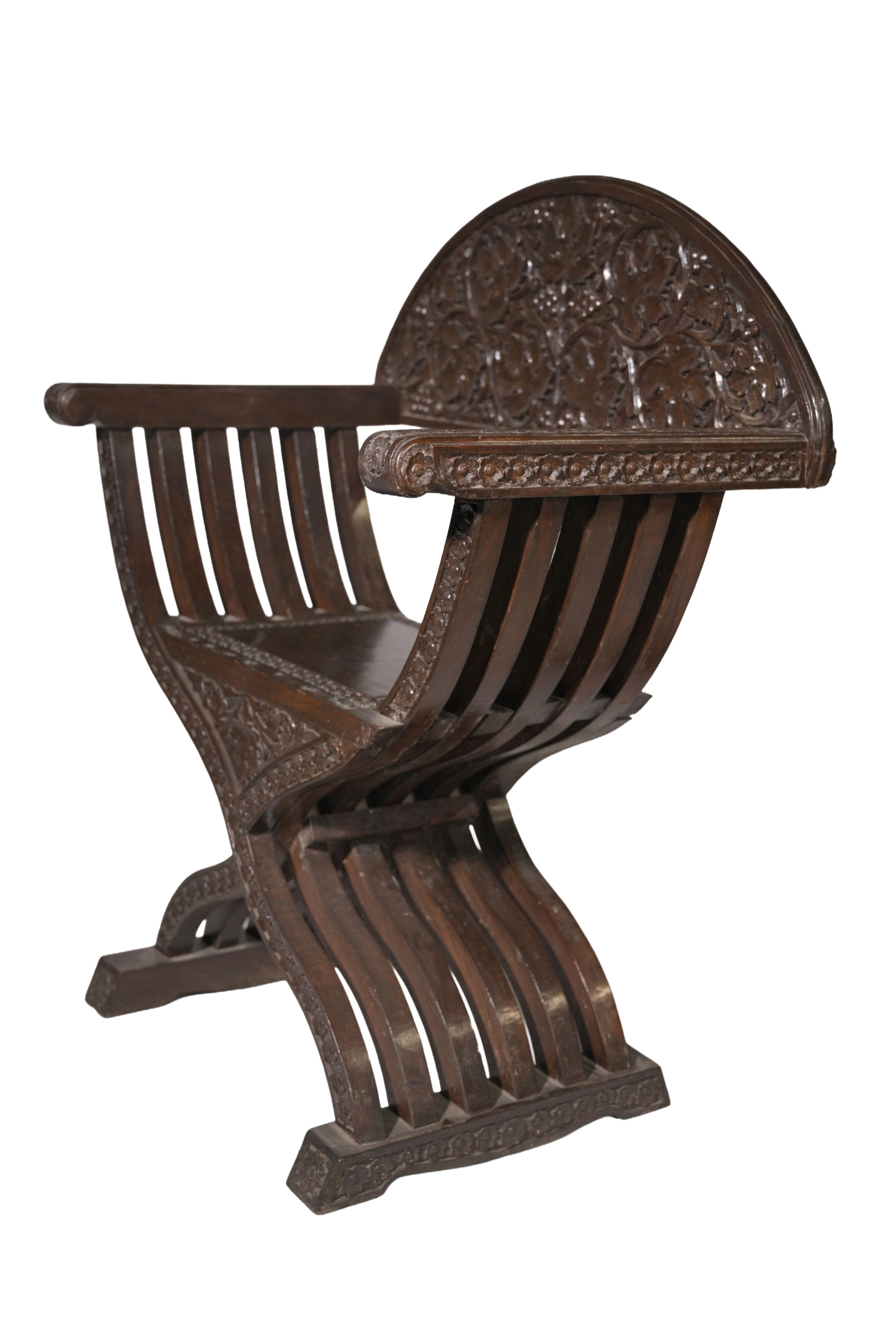 Royal Maharaja Hand Carved Wooden Accent Chair