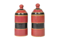 Antique Hand-Painted Spice Canister Pair