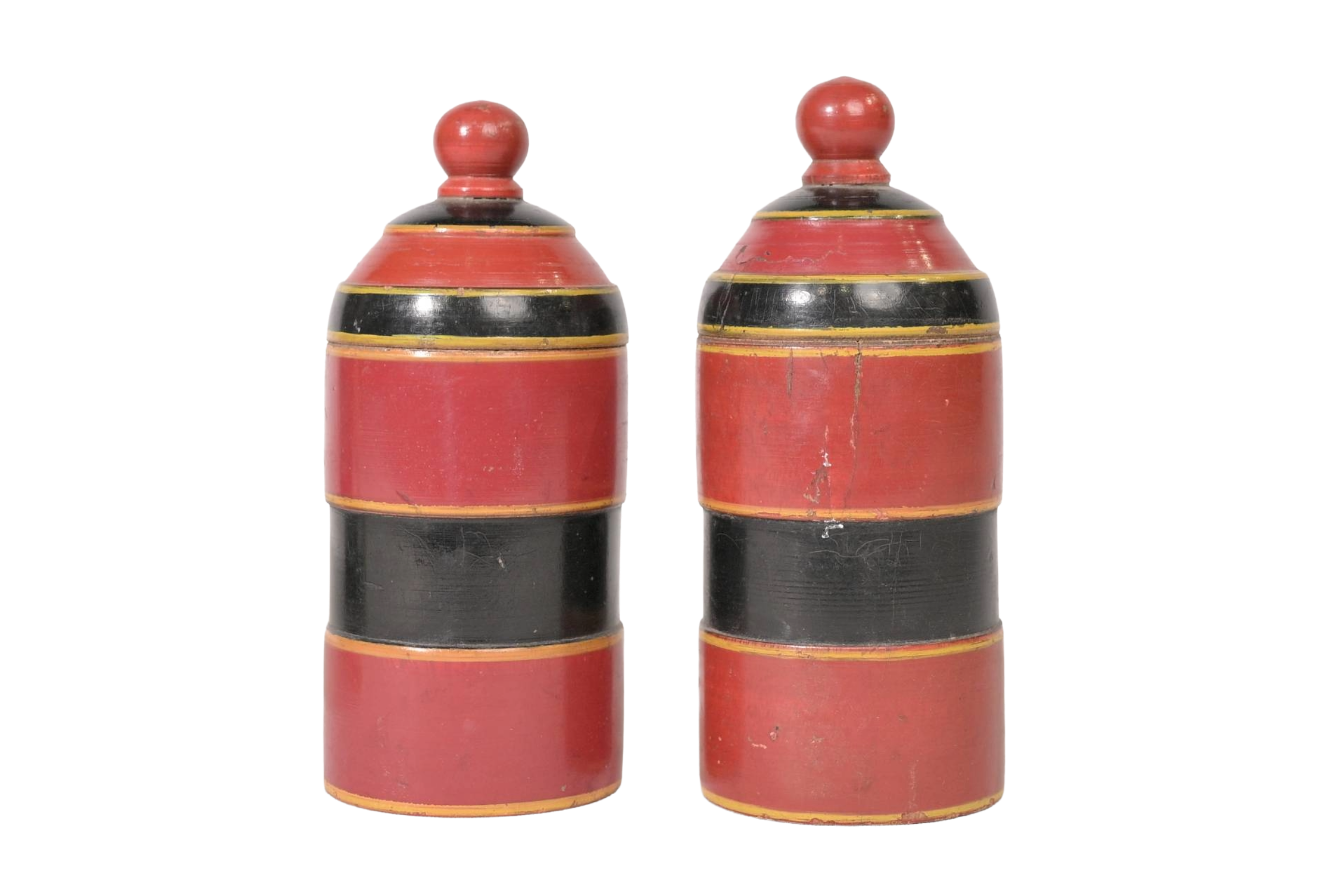 Antique Hand-Painted Spice Canister Pair