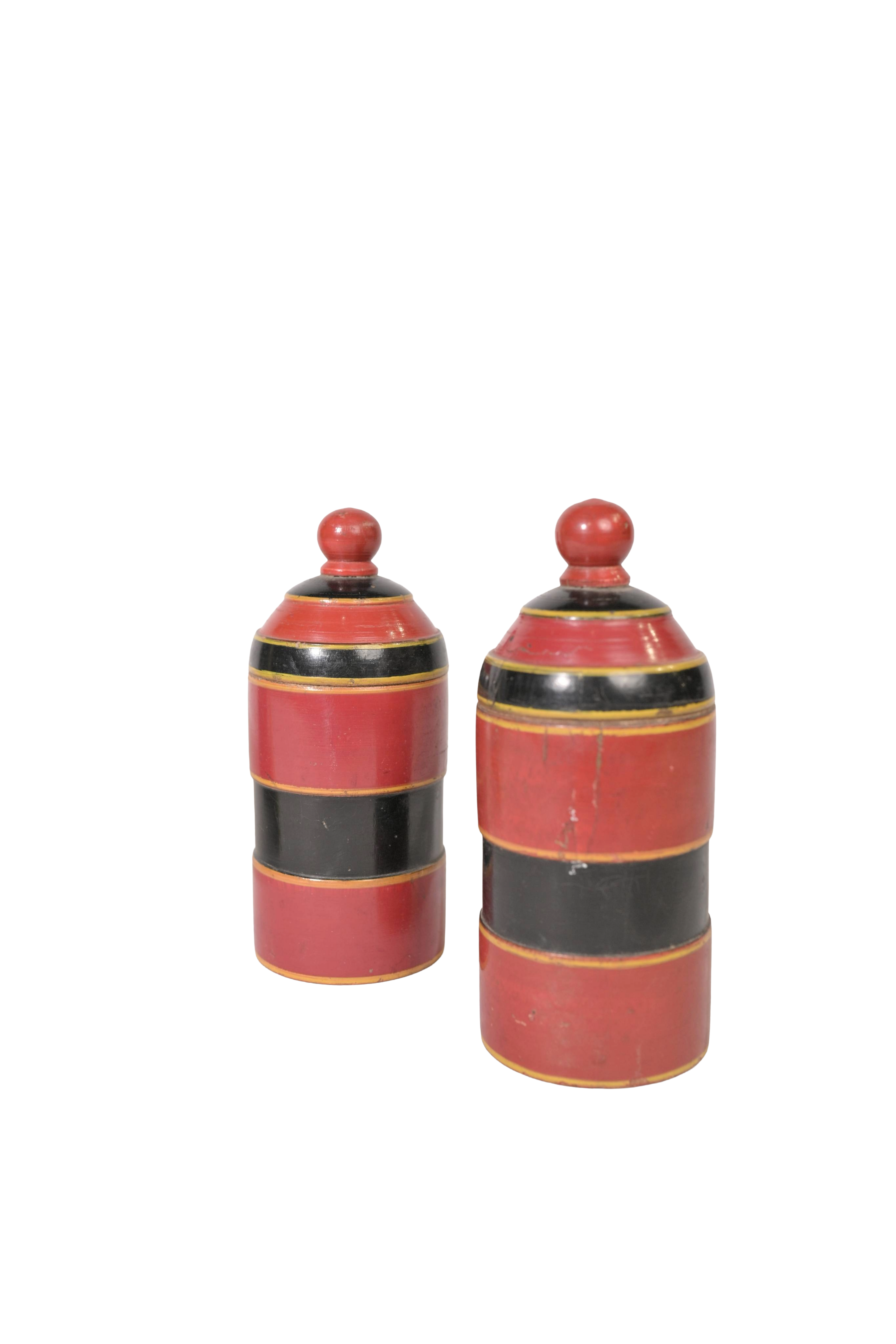 Antique Hand-Painted Spice Canister Pair