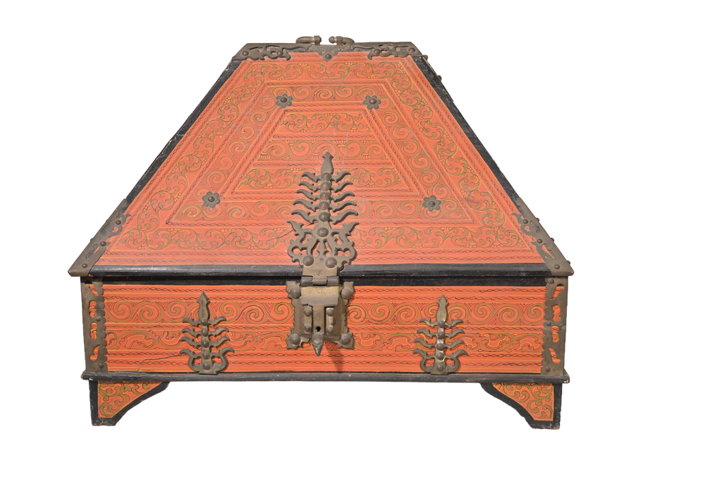 Vintage Hand-Painted Wooden Jewelry Chest