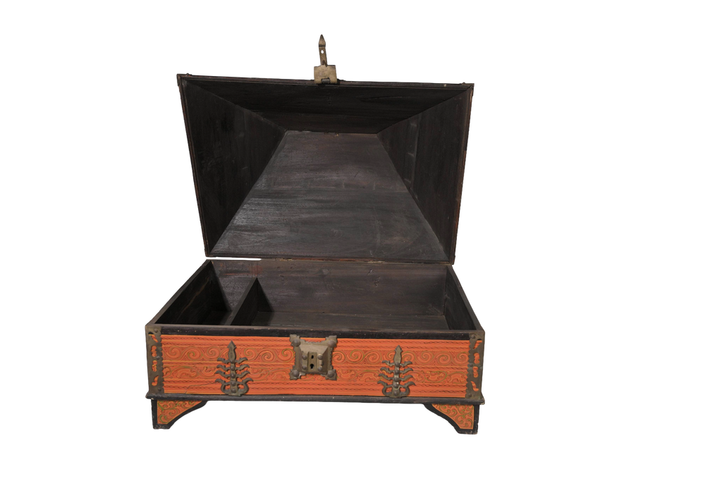 Vintage Hand-Painted Wooden Jewelry Chest