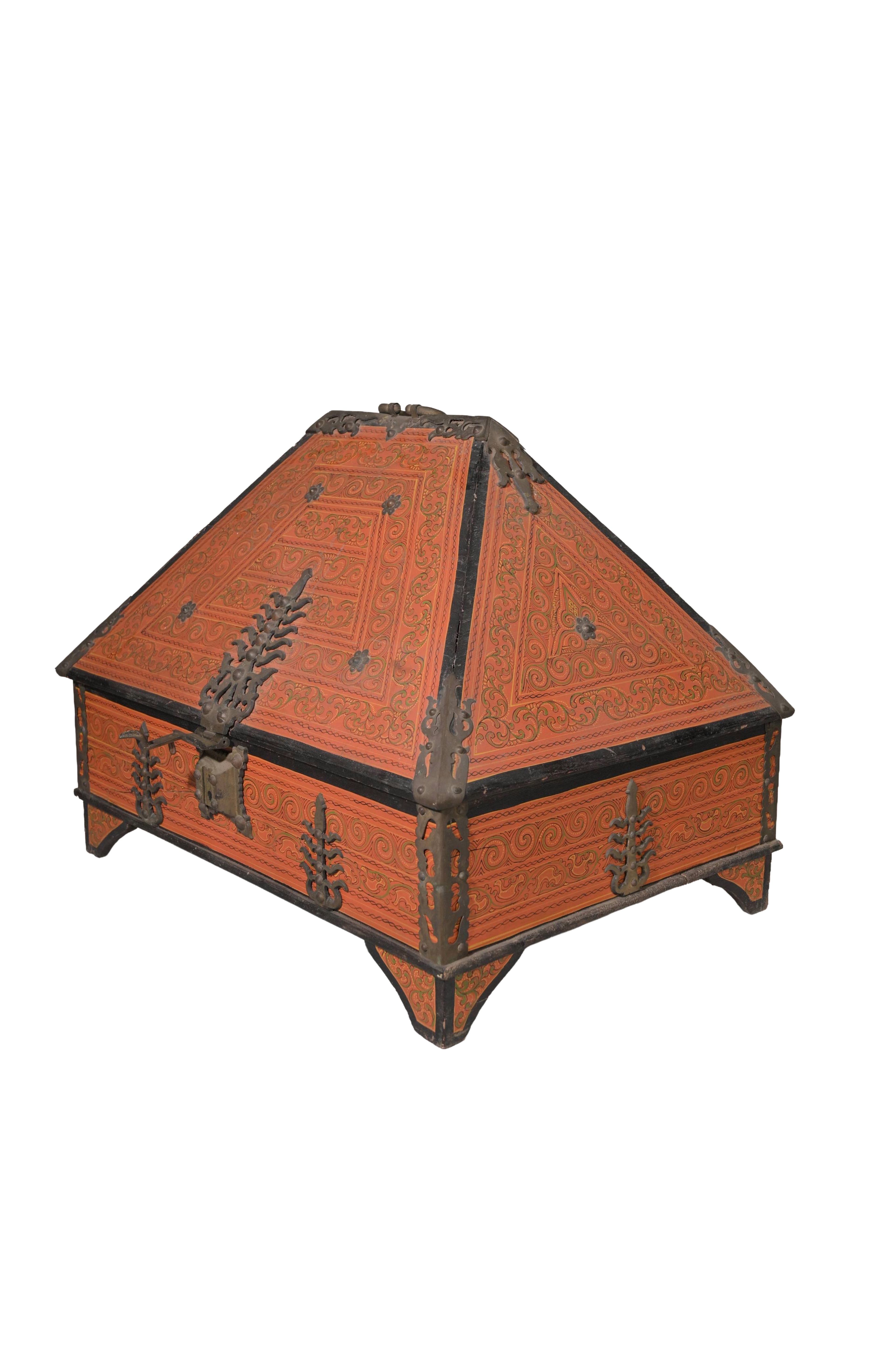 Vintage Hand-Painted Wooden Jewelry Chest