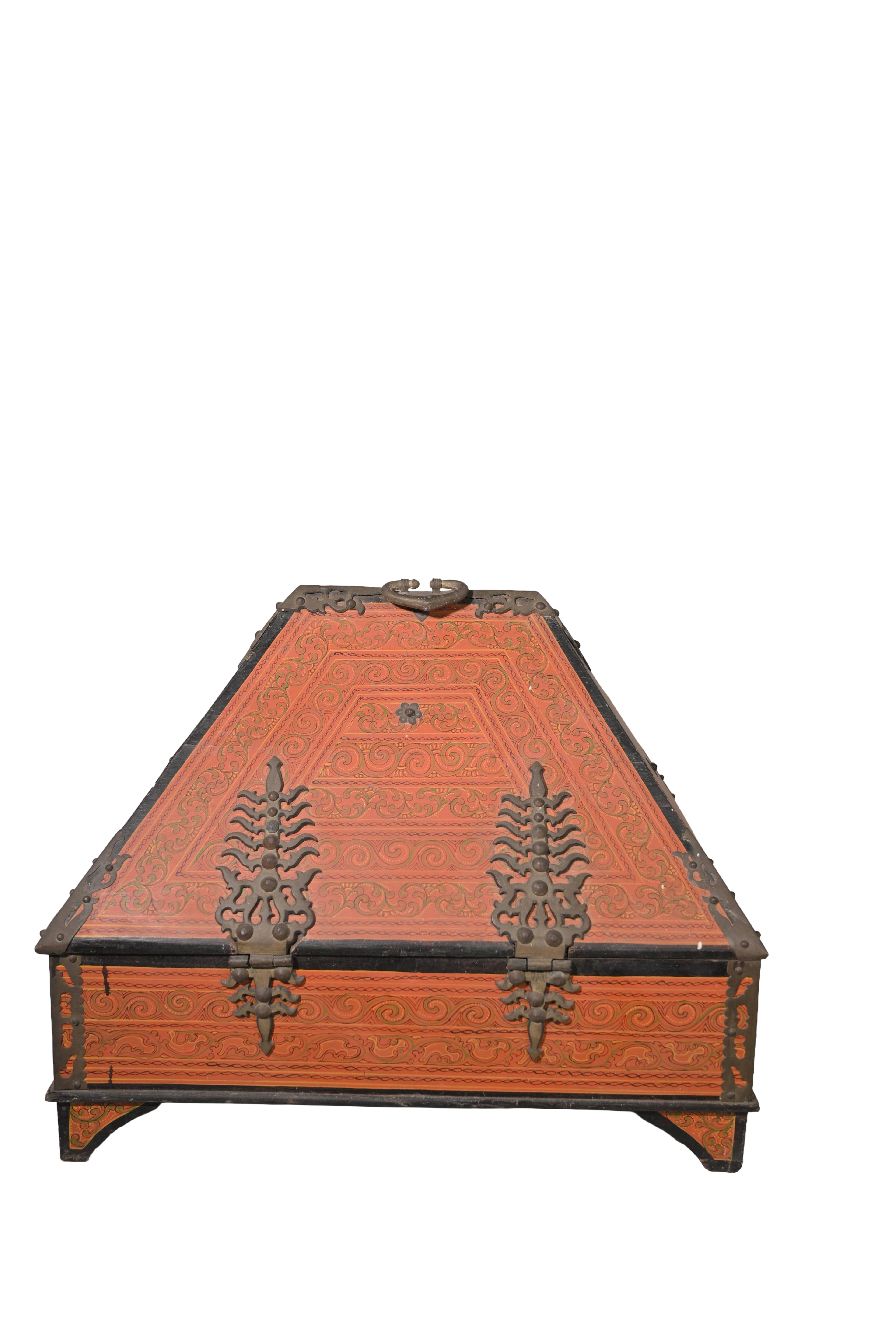 Vintage Hand-Painted Wooden Jewelry Chest
