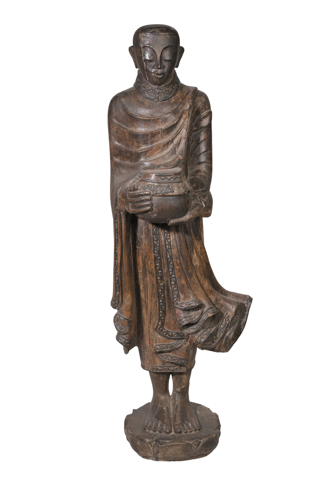 Antique Wooden Monk Sculpture