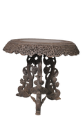 Hand-Carved Round Pedestal Table