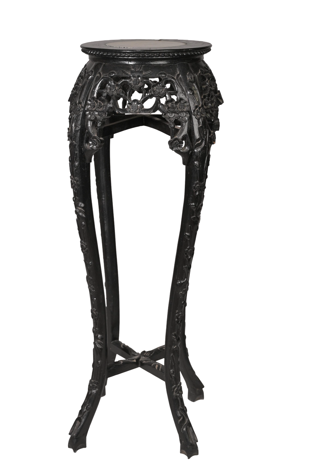 Luxury Hand-Carved Blackwood Pedestal Plant Stand
