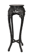 Luxury Hand-Carved Blackwood Pedestal Plant Stand
