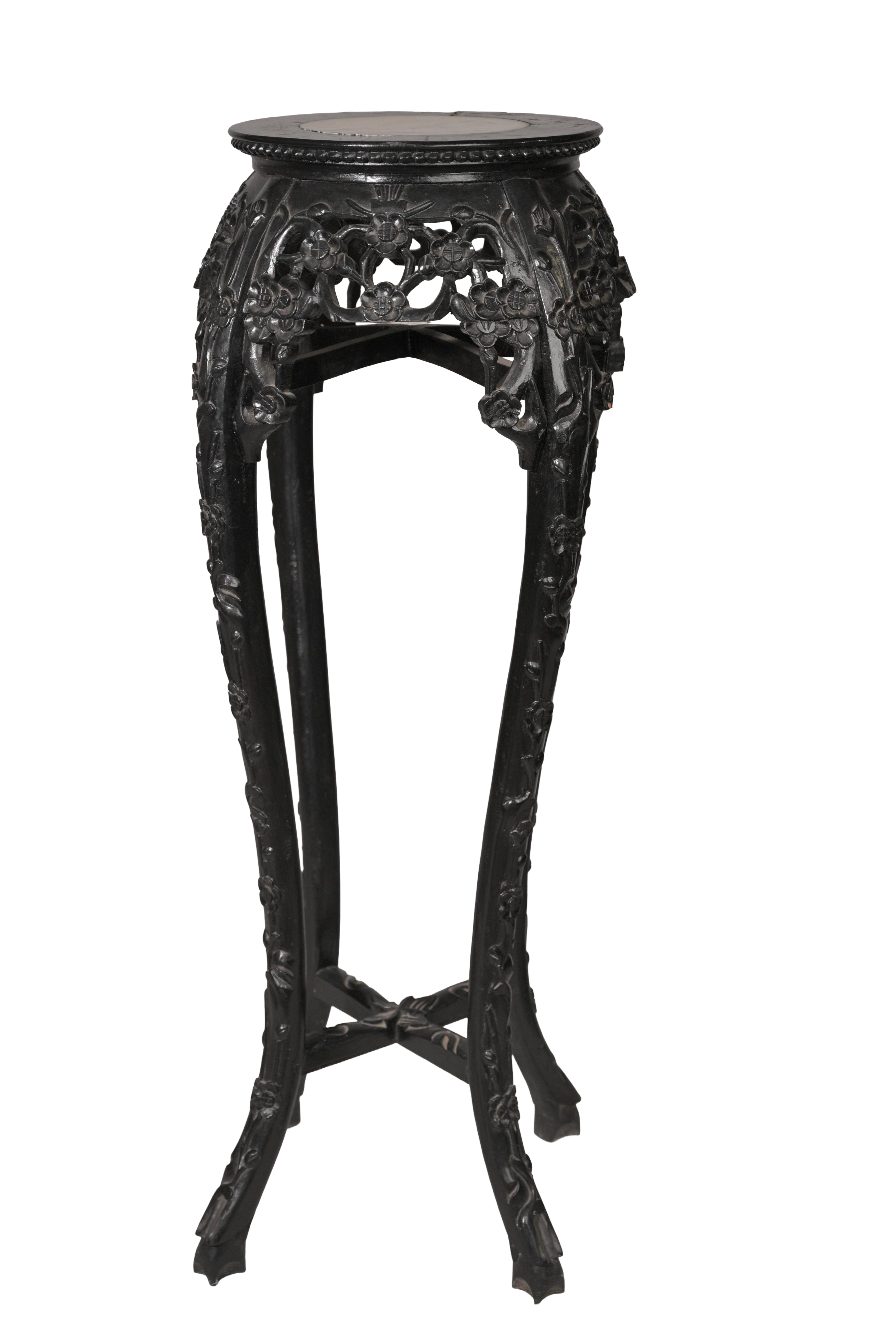 Luxury Hand-Carved Blackwood Pedestal Plant Stand
