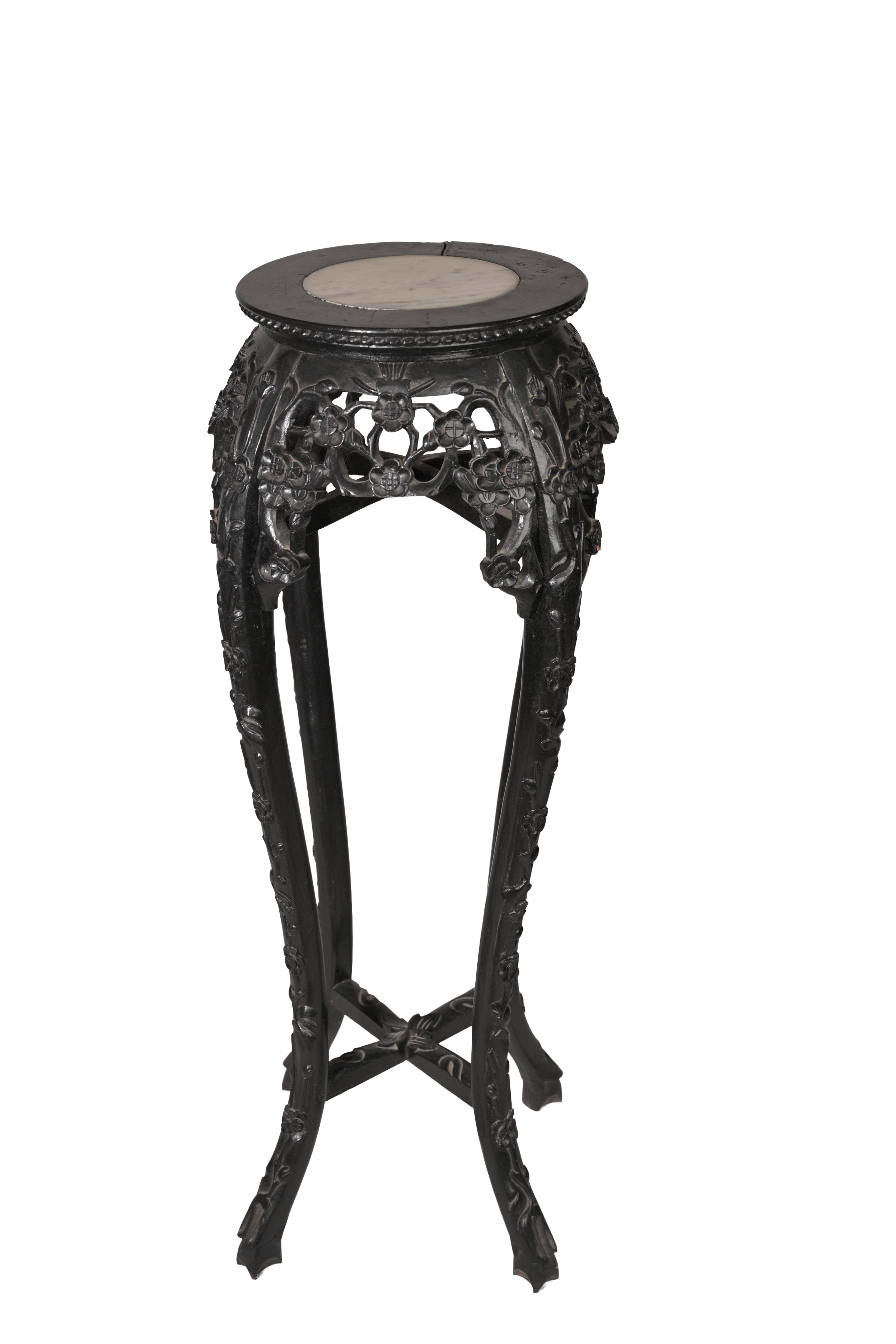 Luxury Hand-Carved Blackwood Pedestal Plant Stand