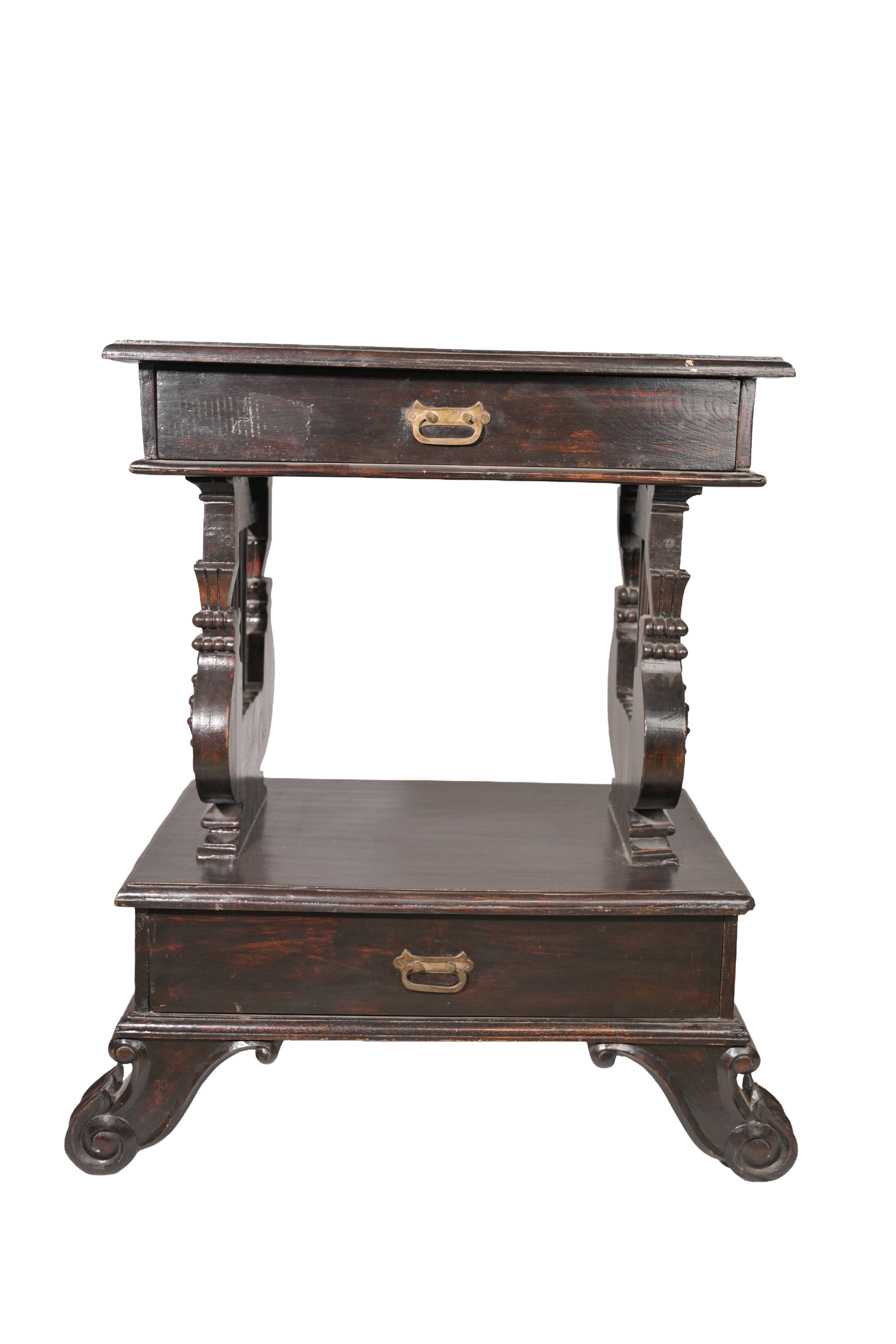 Antique Style Double Drawer End Table