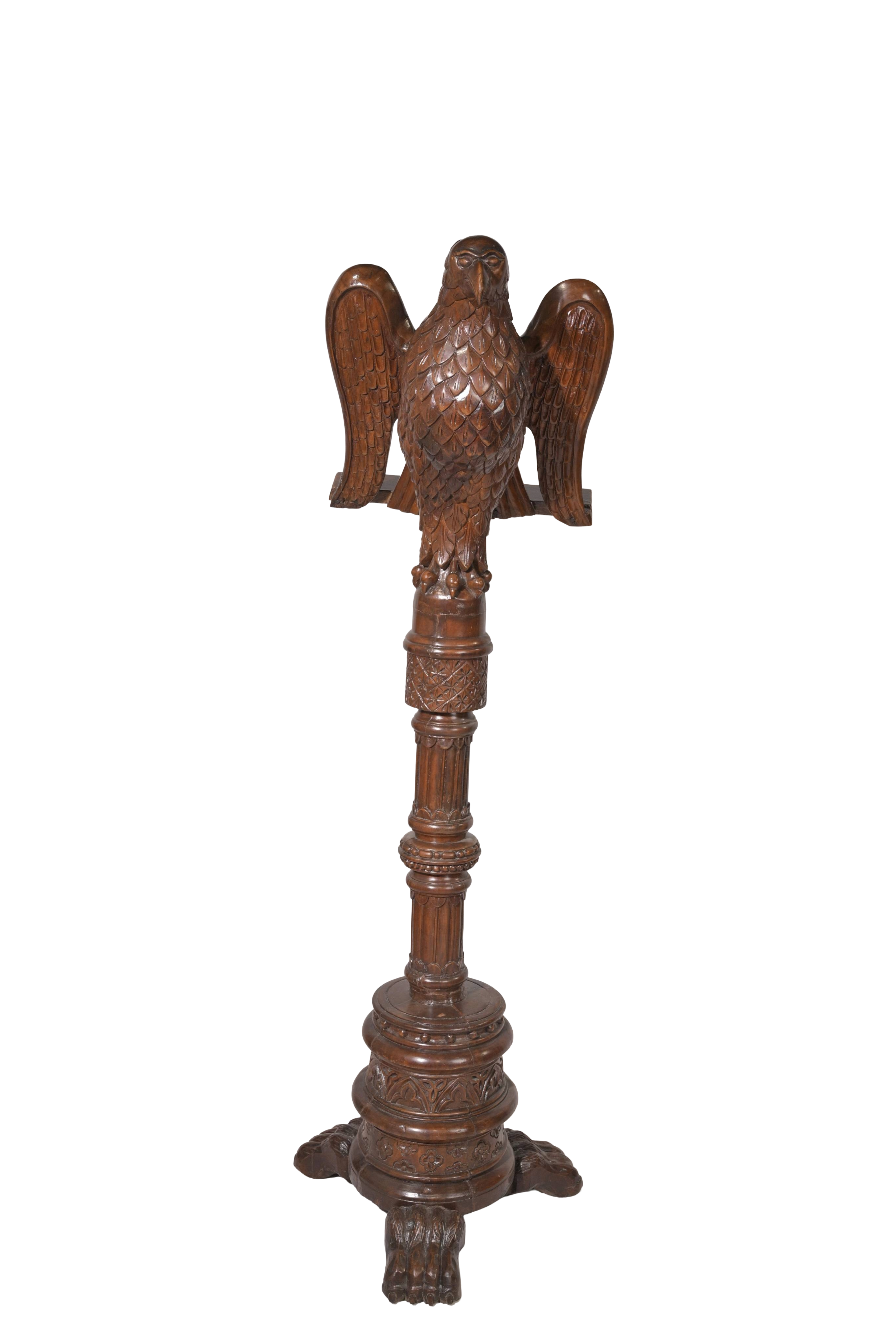 Hand-Carved Eagle Wooden Finial Sculpture
