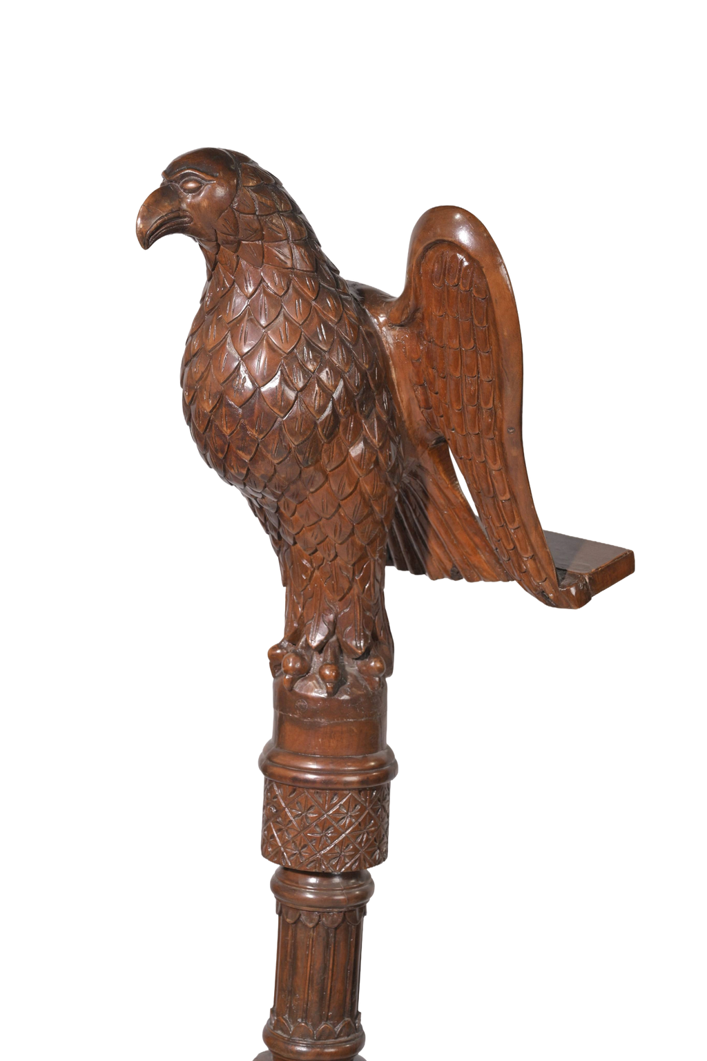 Hand-Carved Eagle Wooden Finial Sculpture