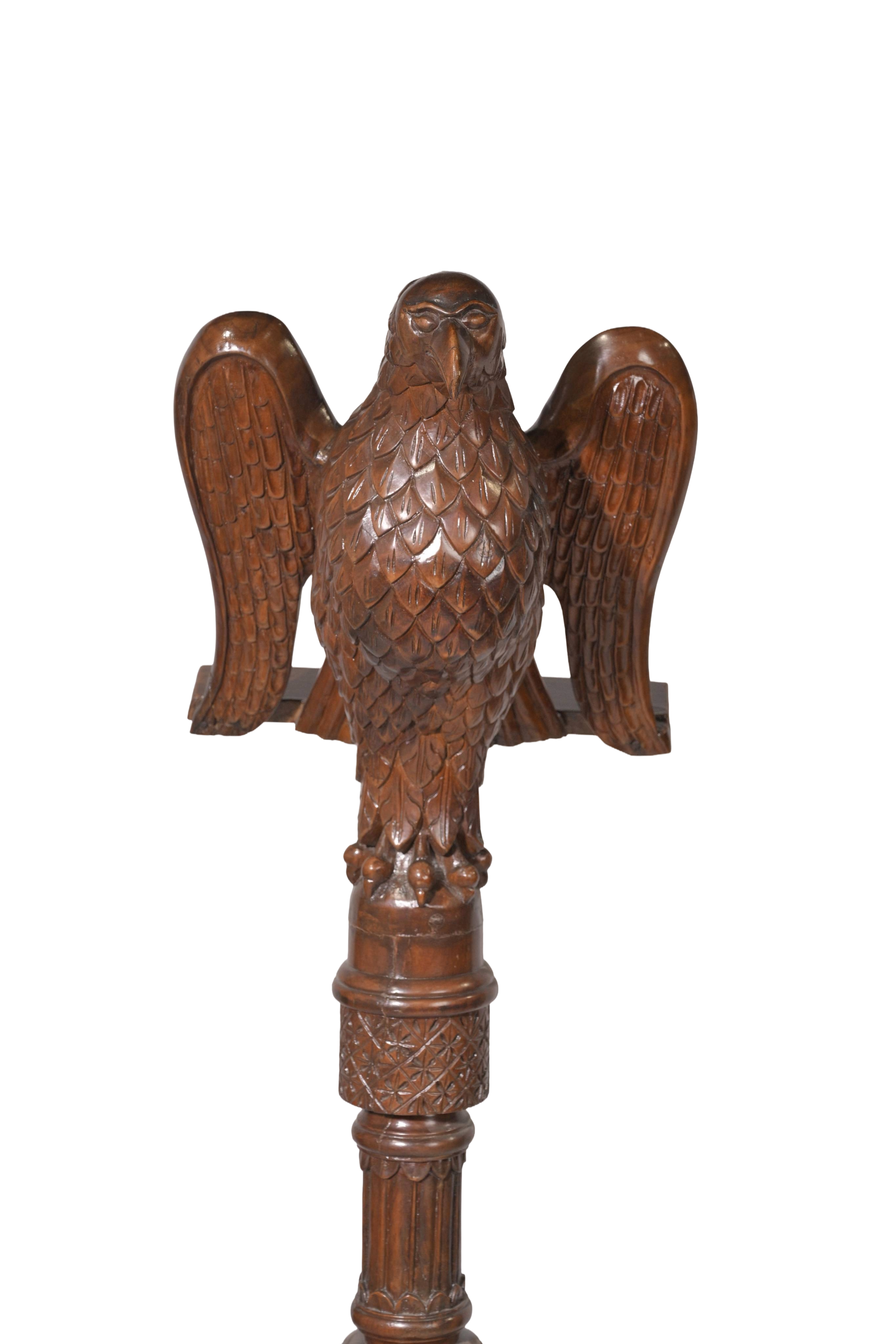 Hand-Carved Eagle Wooden Finial Sculpture