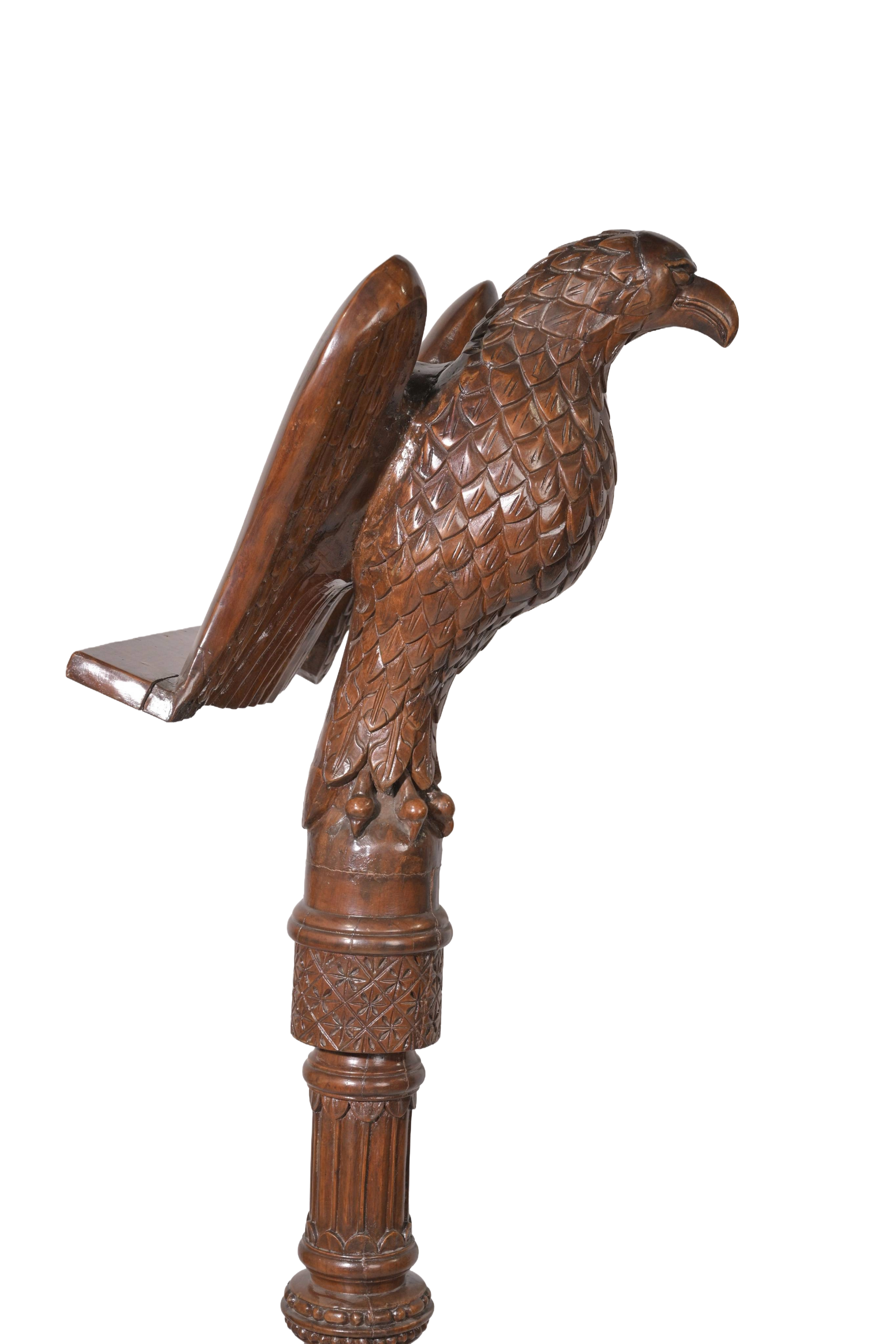 Hand-Carved Eagle Wooden Finial Sculpture