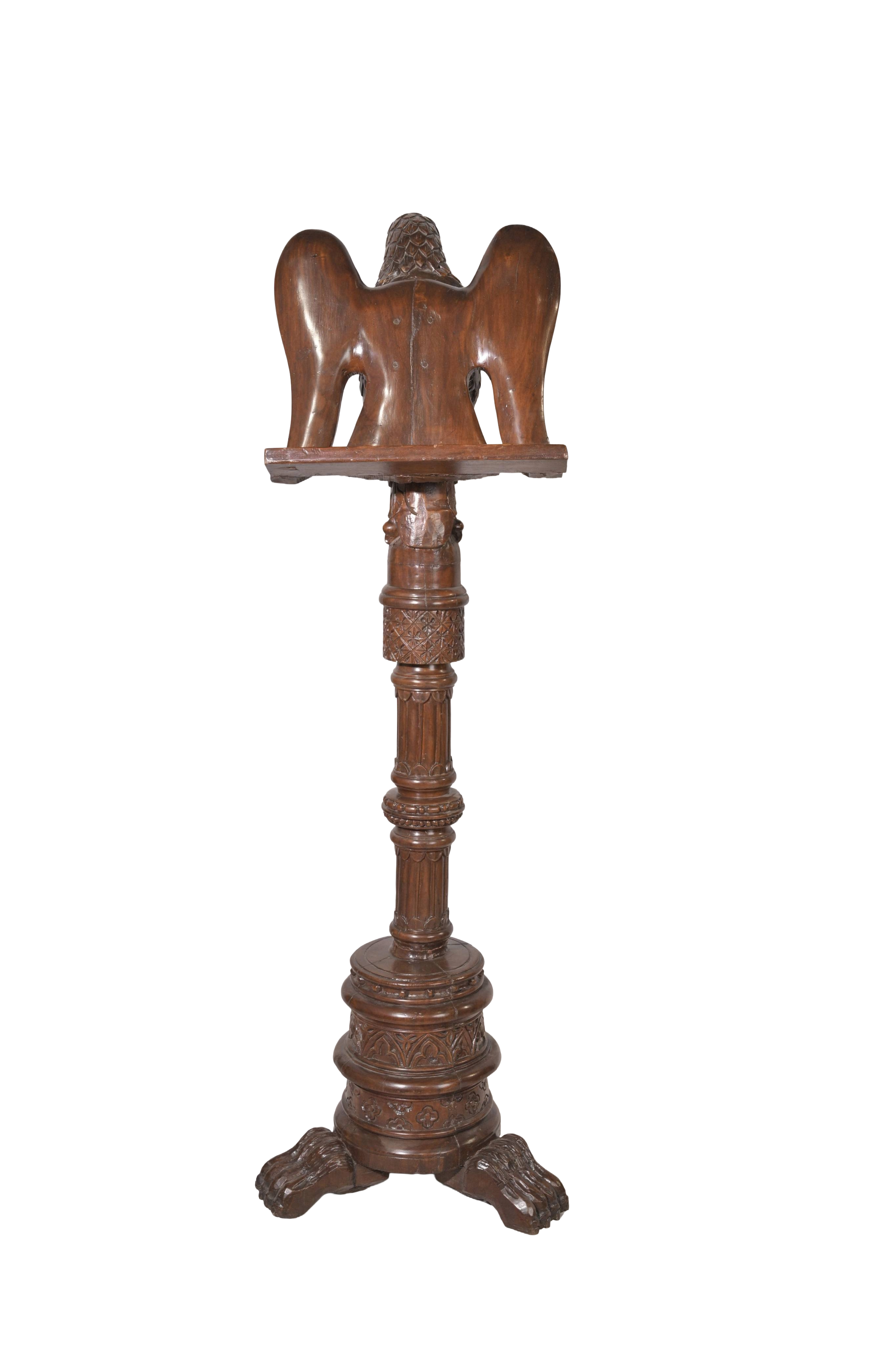Hand-Carved Eagle Wooden Finial Sculpture